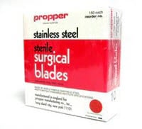 Propper Stainless Steel Sterile Surgical Blade #12, Disposable, 150/Box
