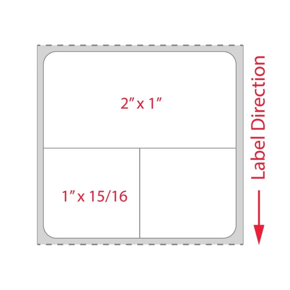 Precision Dynamics Direct Thermal Label, White, 2" x 1-15/16", 1" Core, 1000/Roll