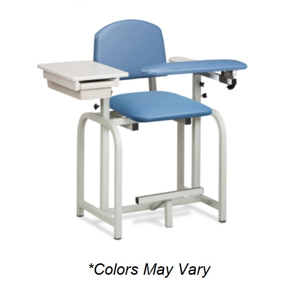 Clinton Industries Lab X Series Blood Draw Chair, Black/Gray, Tubular Steel Frame, 400 lb Capacity