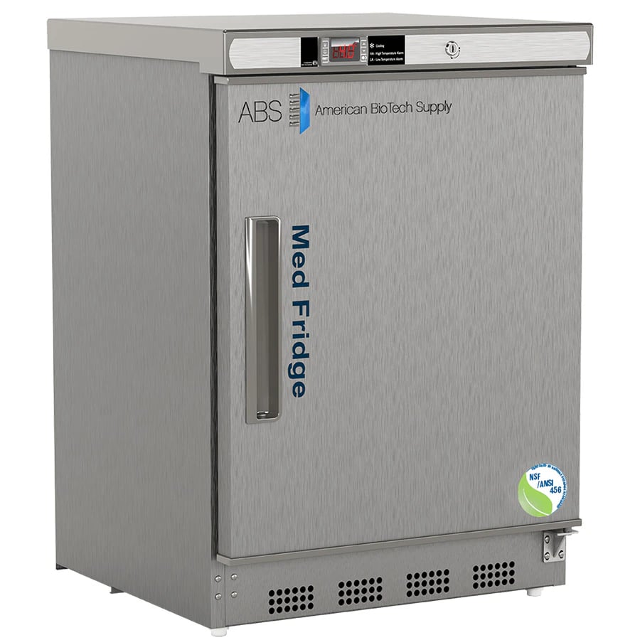 American Biotech Supply Premier Vaccine/Pharmacy Refrigerator, 4.6 Cu Ft, Solid Door, 2 to 8°C, Cycle Defrost