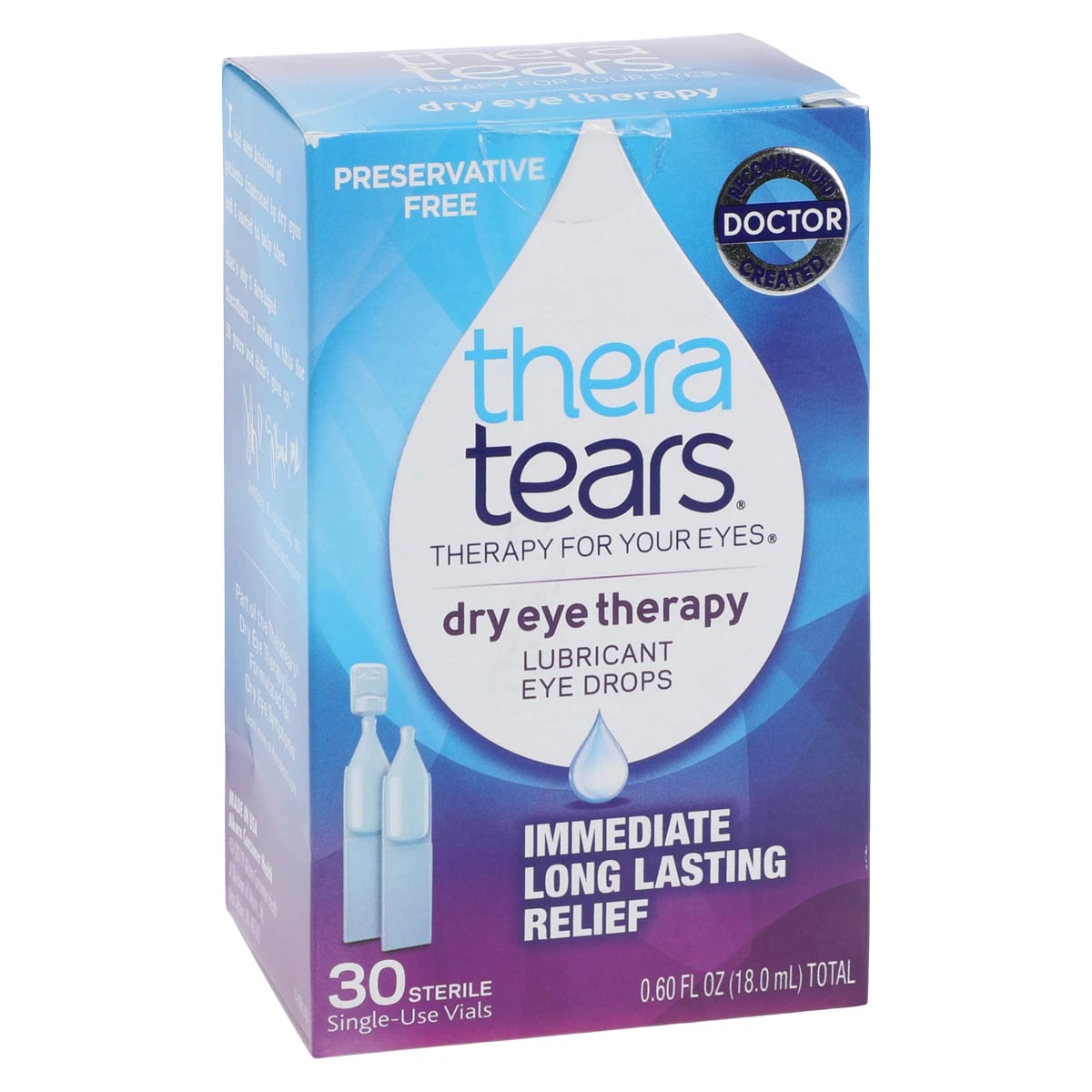 Theratears Dry Eye Drops, Preservative Free, Single-Use Vials, 30/Box