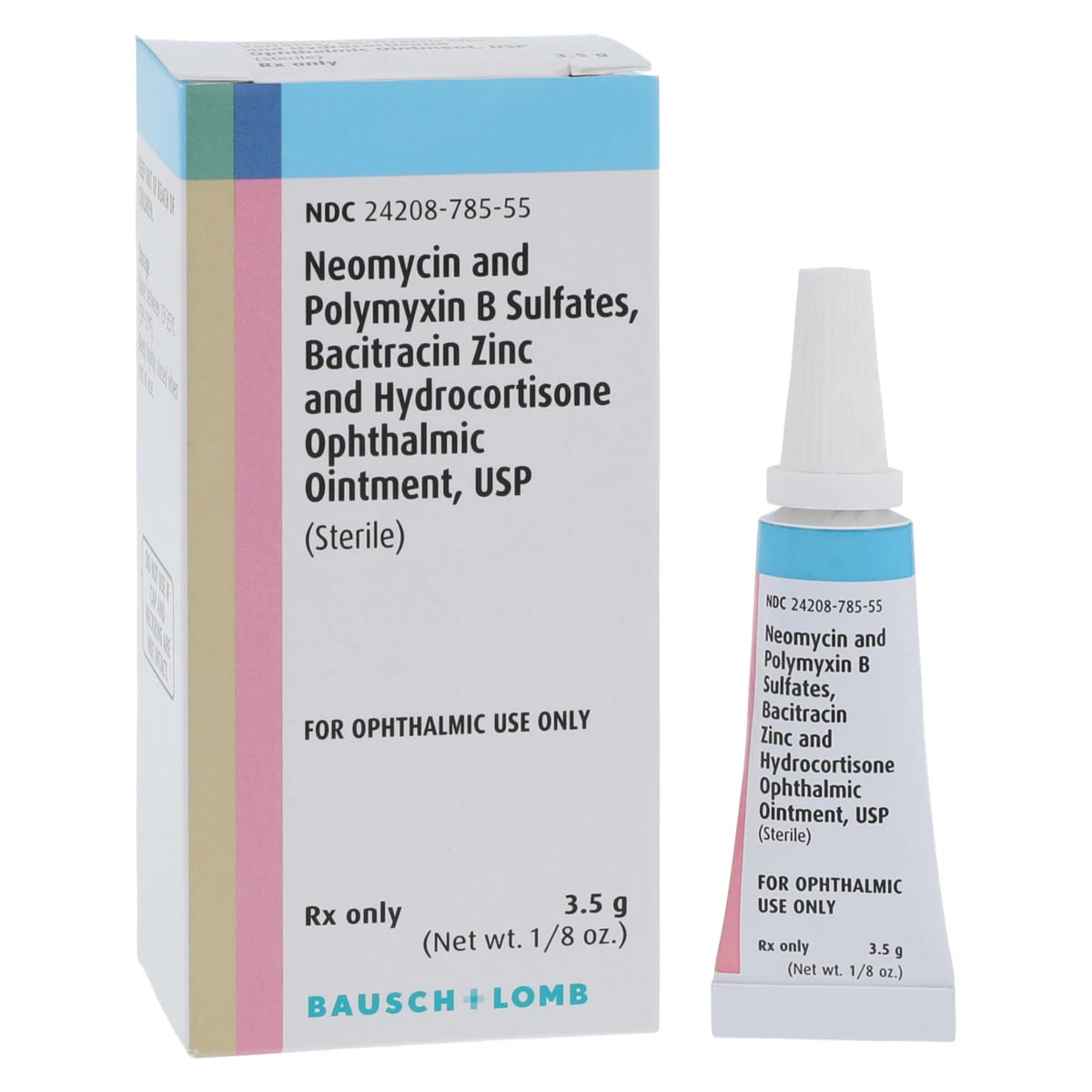 Bacitracin Neomycin Polymyxin B Hydrocortisone Ophthalmic Ointment, 500U/10mu, 3.5g Tube