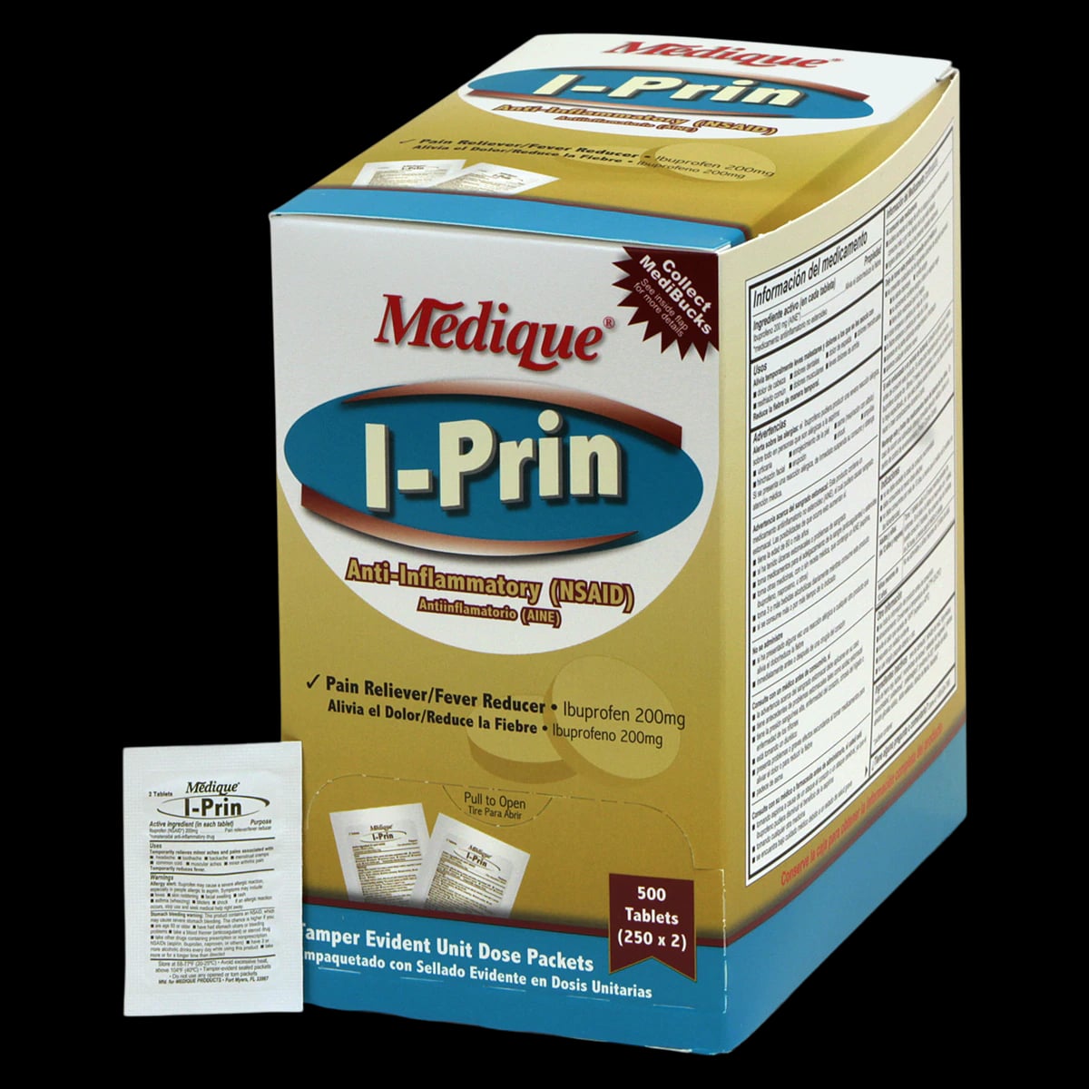 I-Prin Tablets 200mg, Bottle of 250, 2 Bottles per Box (Medique Products)