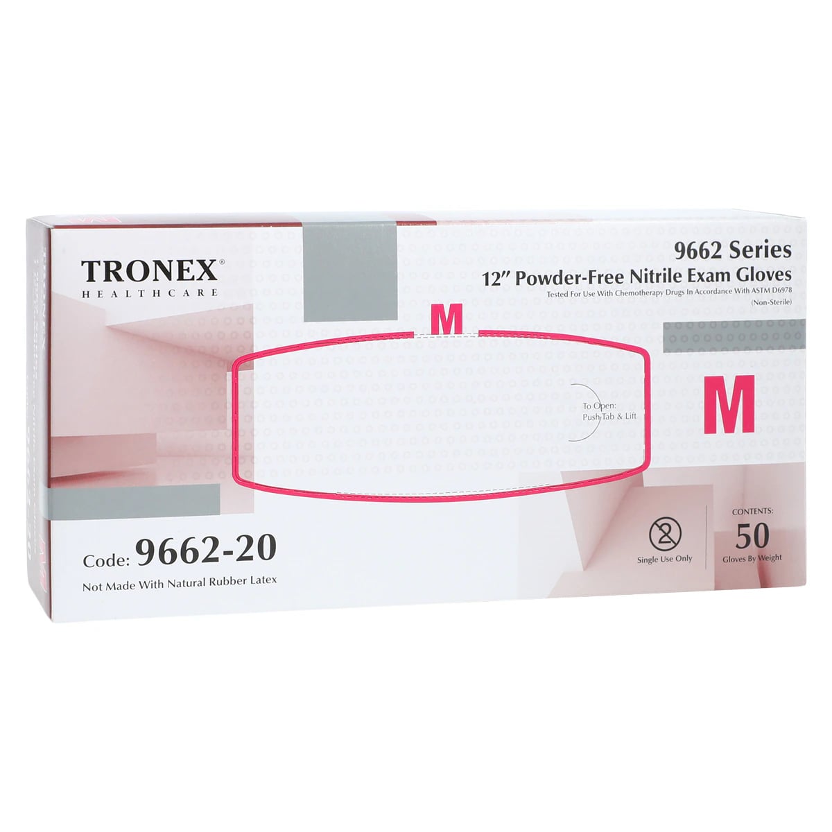 Tronex International Chemo-Rated Nitrile Exam Gloves, Medium, Light Blue, Non-Sterile, 500/Case