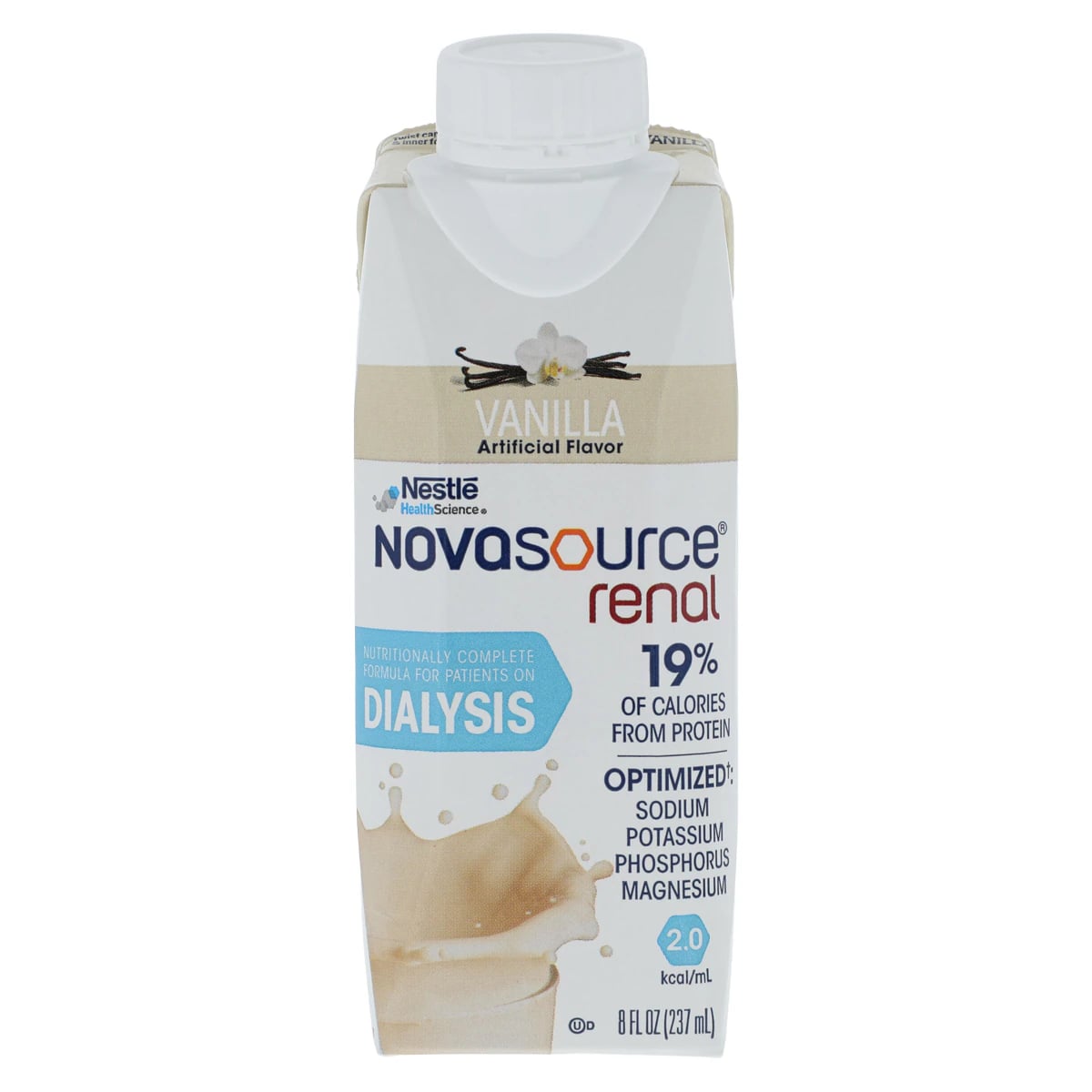 Nestle Health Science Novasource Renal Nutritional Formula, Vanilla, 8 oz Cartons, 24/Case
