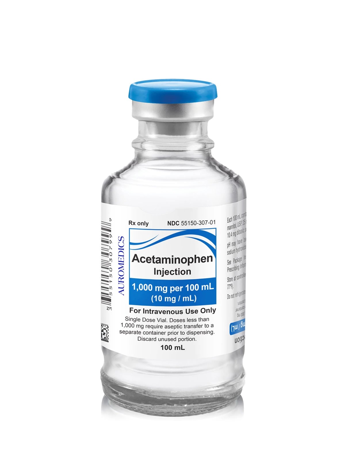 Acetaminophen Injection 10mg/mL, Single-Dose Vial, 100mL, 24/Package
