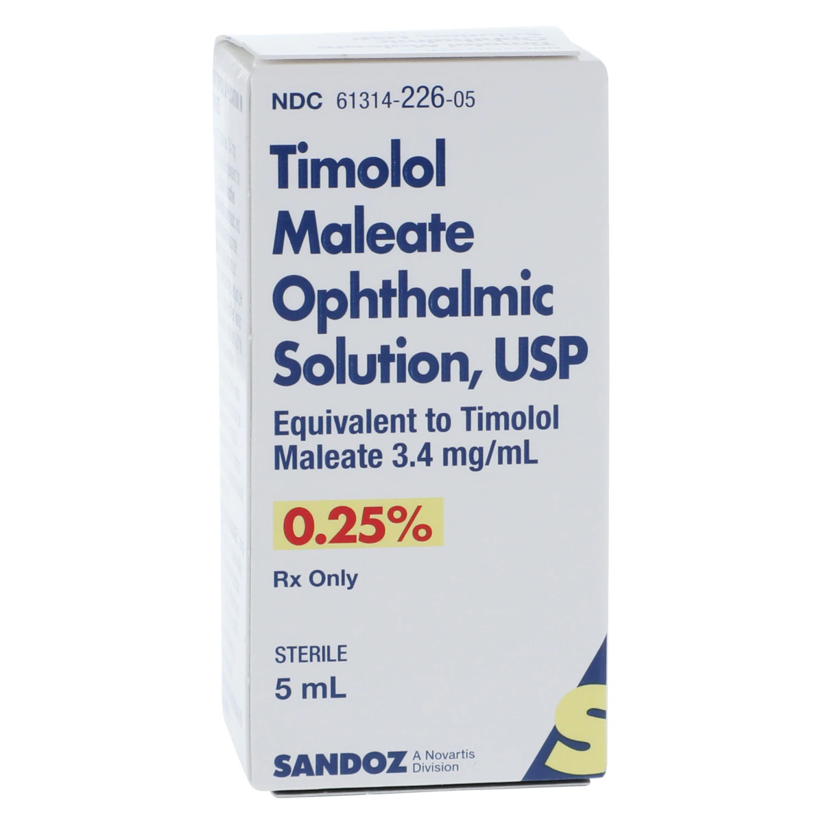 Timolol Maleate Ophthalmic Solution 0.25%, 5 mL Bottle (Sandoz)