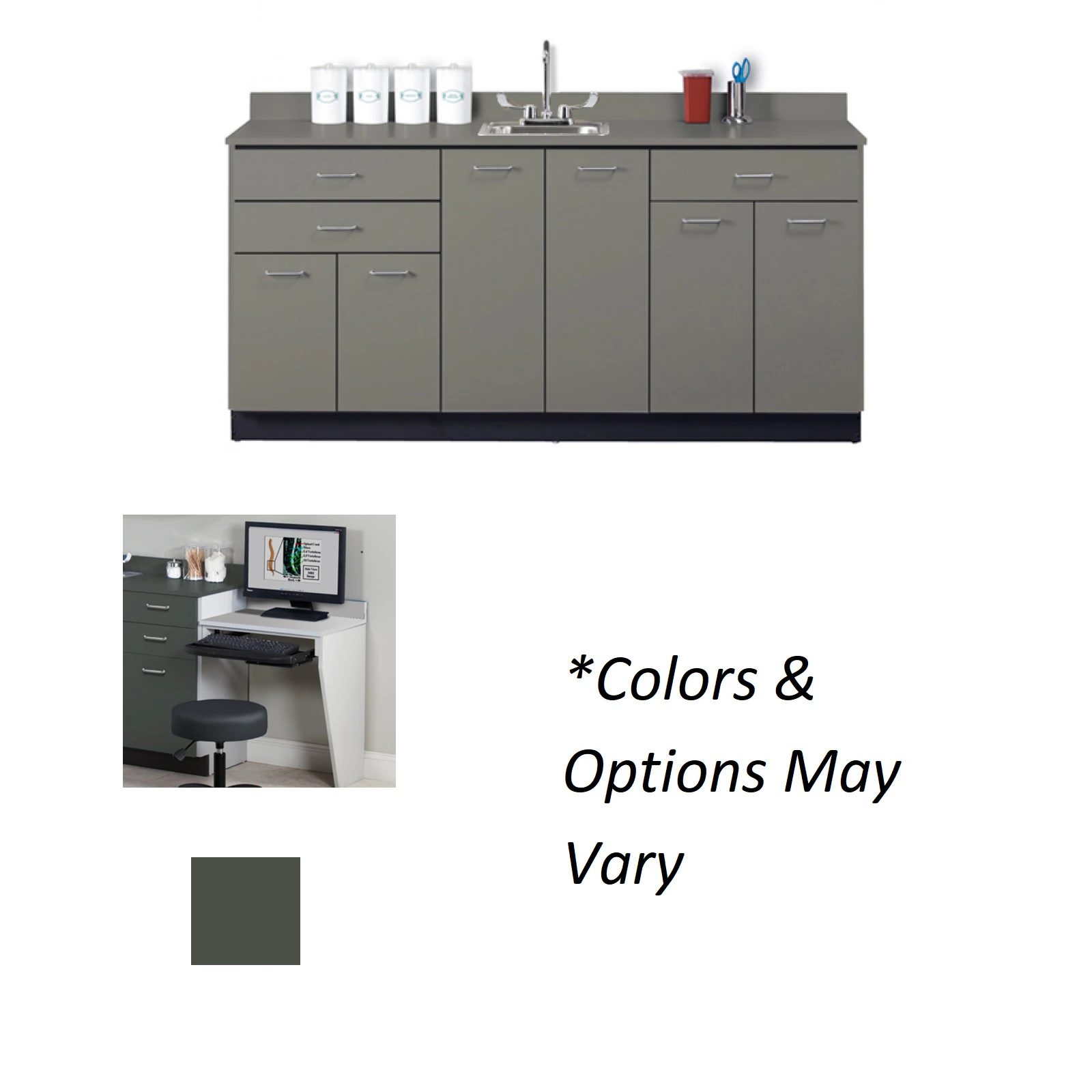 Clinton Industries Base Cabinet/Desk, Slate Gray Laminate