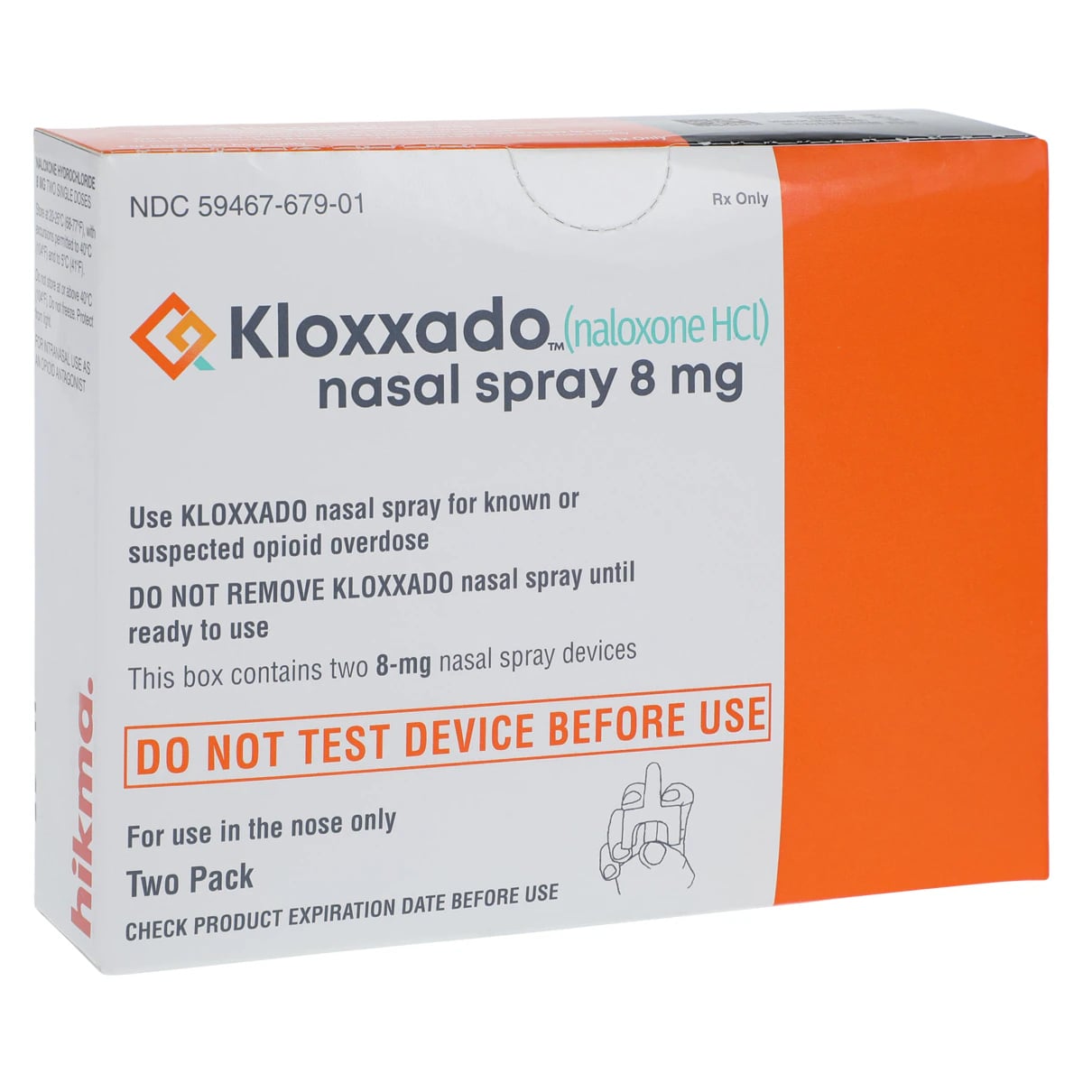 Kloxxado (Naloxone HCl) Nasal Spray, 8 mg, Blister Pack of 2