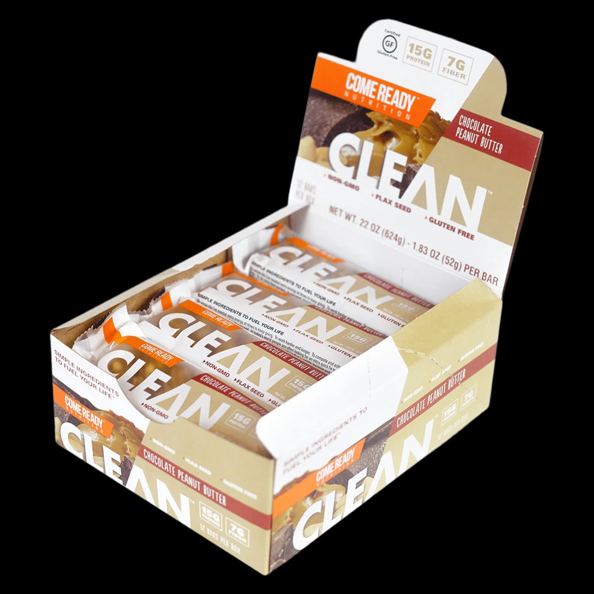 Ready Clean Protein Bar, Chocolate Peanut Butter, 1.83 oz, Individually Wrapped, 144/Case