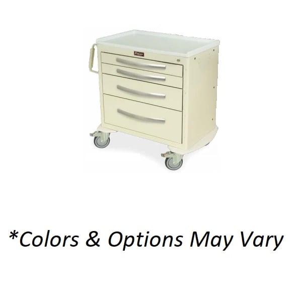 Harloff A-Series Emergency Cart, X-Short, 4 Drawer, Navy, 22x36.75x34"