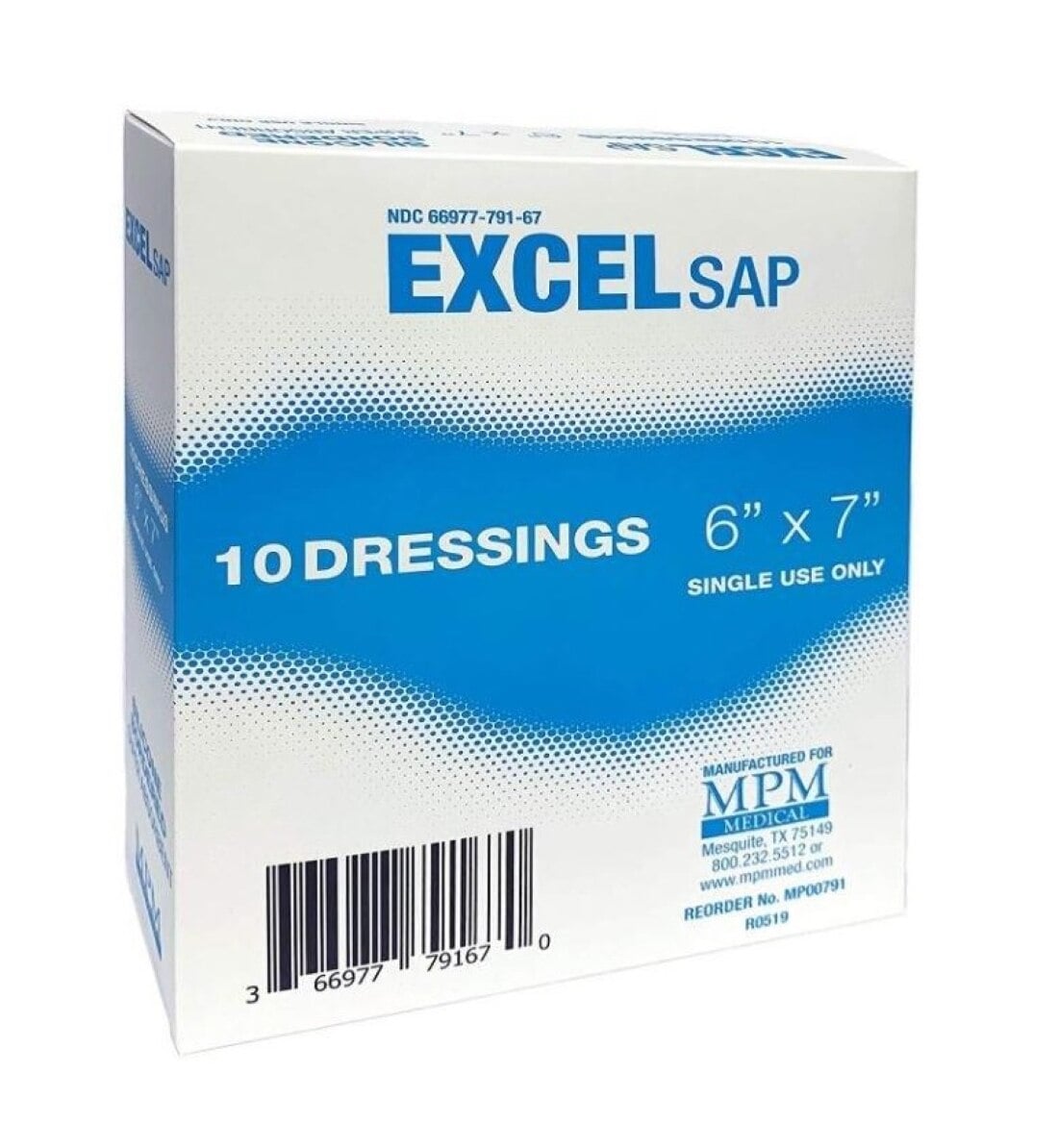 Excel SAP Silicone Dressing, 6"x7", Multi-Layer, Sterile, Super Absorbent, MPM Medical