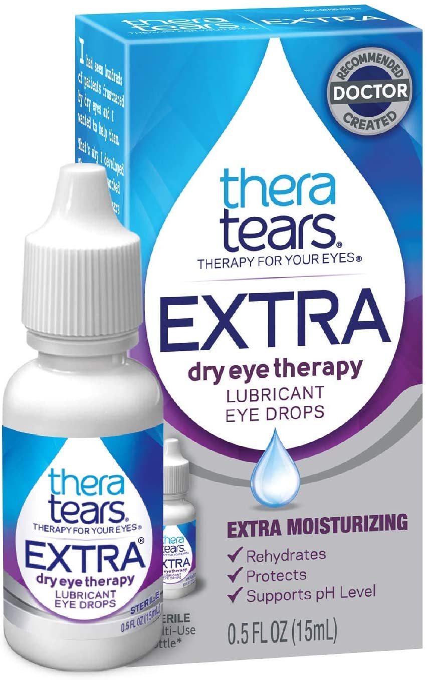 TheraTears Extra Lubricant Eye Drops, Dry Eye Therapy, Preservative Free, 0.5 oz Each