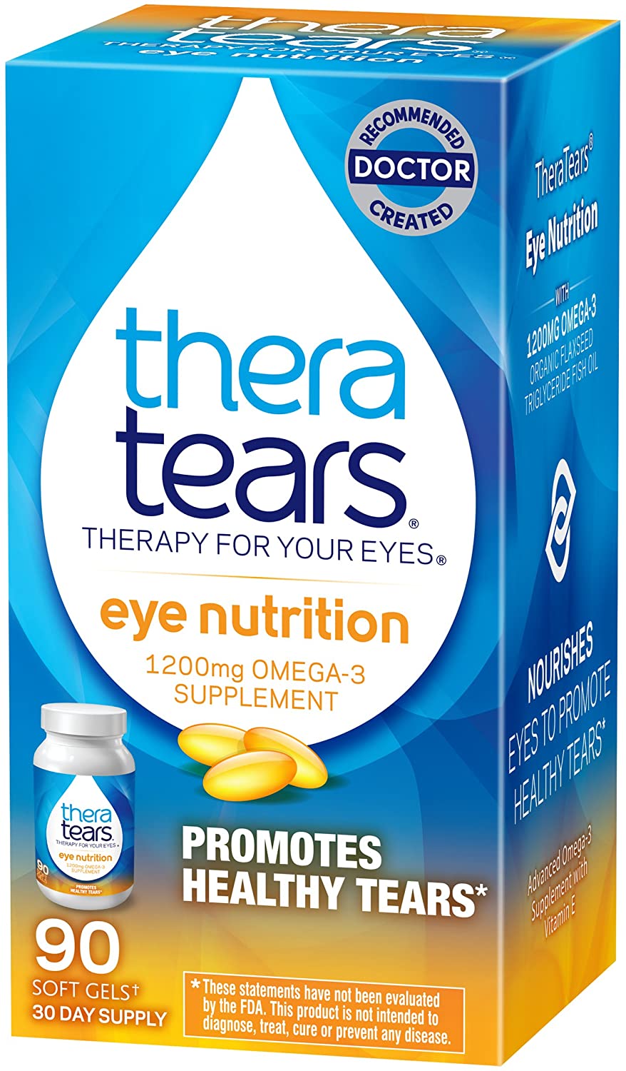 TheraTears Omega-3 Supplement Eye Nutrition Softgels, 1200mg, 90/Bottle