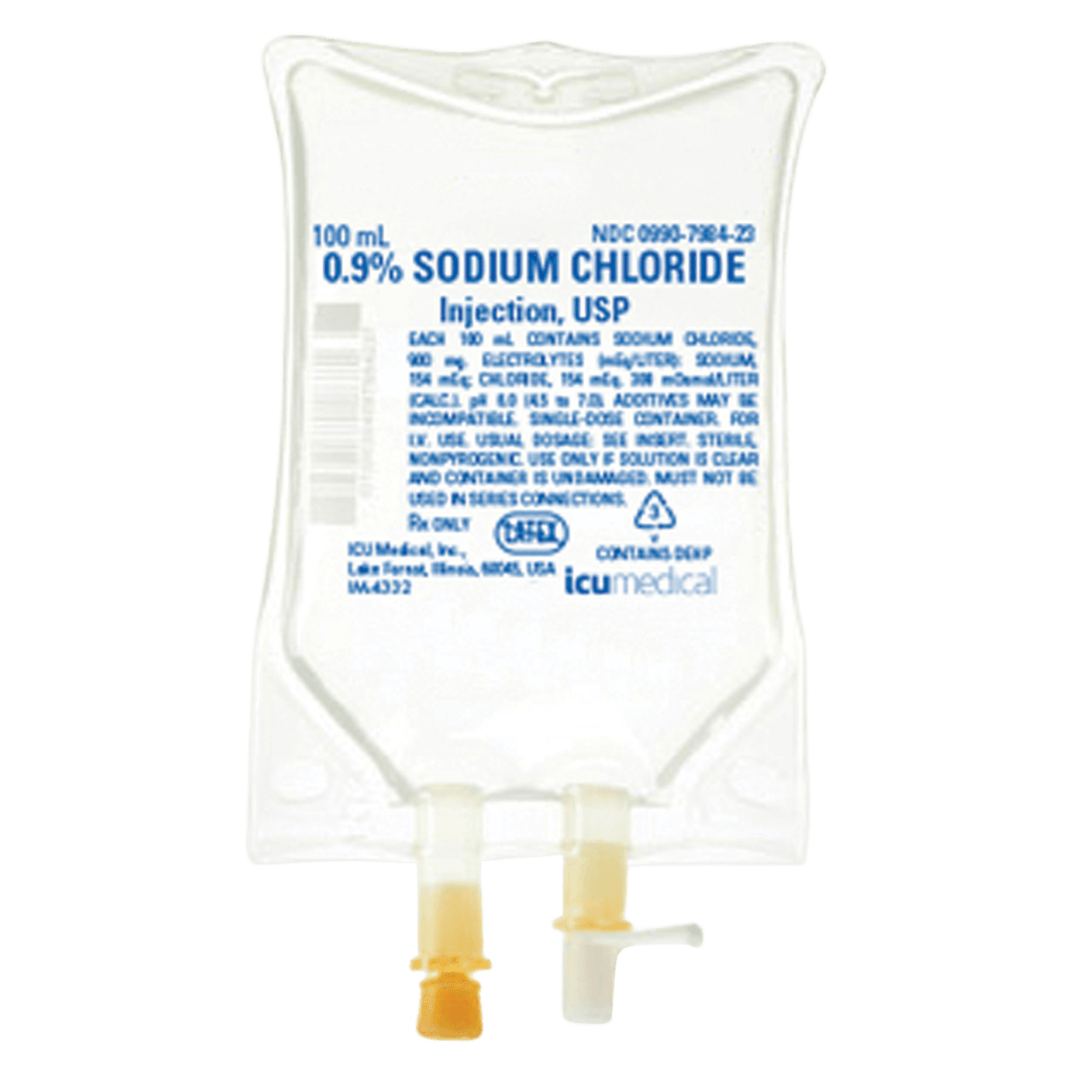 MED Trinity 0.9% Sodium Chloride IV Solution, 100 mL Bag, DEHP-Free, 48/Case