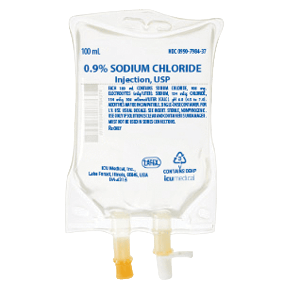 MED Trinity Sodium Chloride 0.9% IV Injection Solution, 100 mL Bag, DEHP-Free, 80/Case