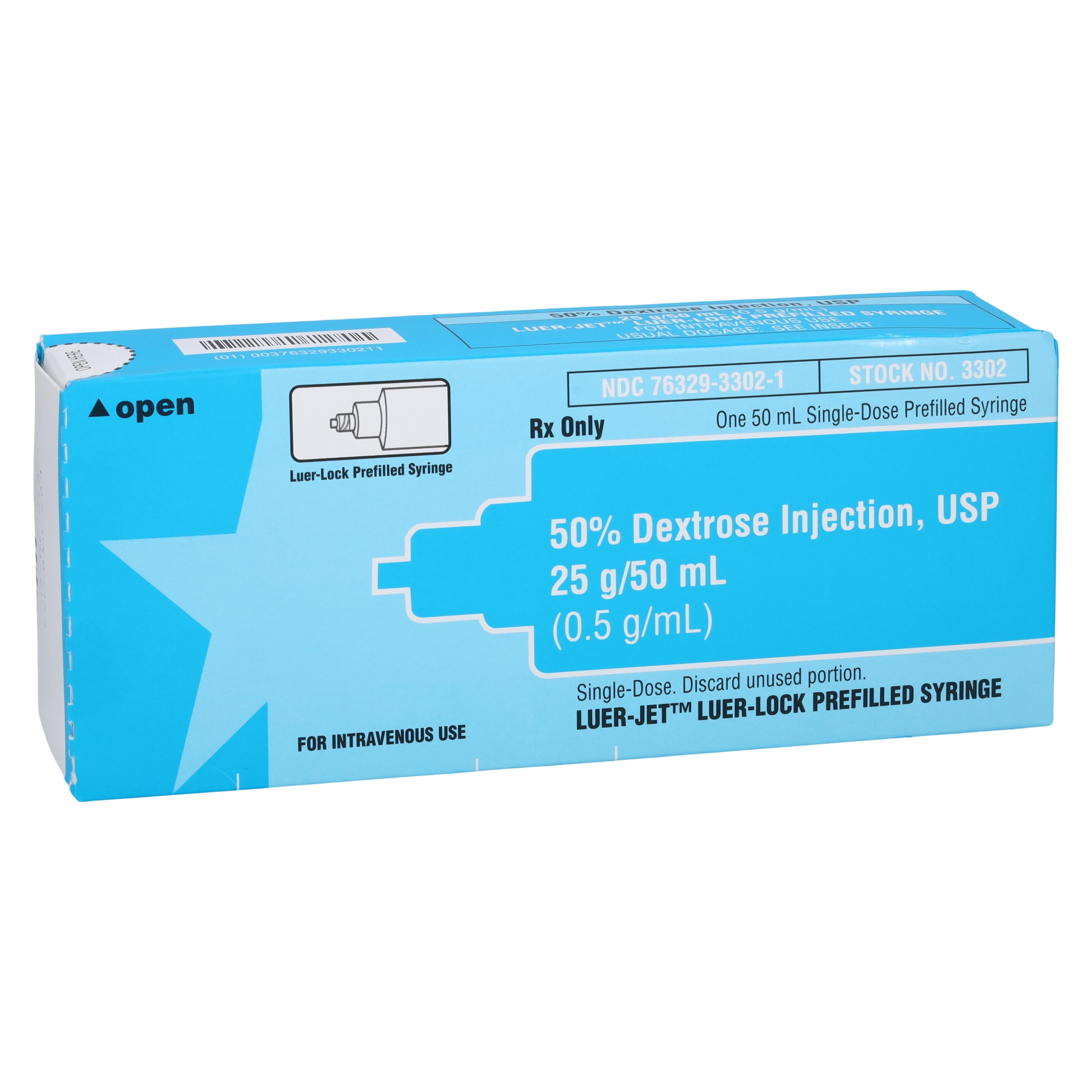 Dextrose 50% Injection Luer-Jet Prefilled Syringe, 50mL, 10/Package
