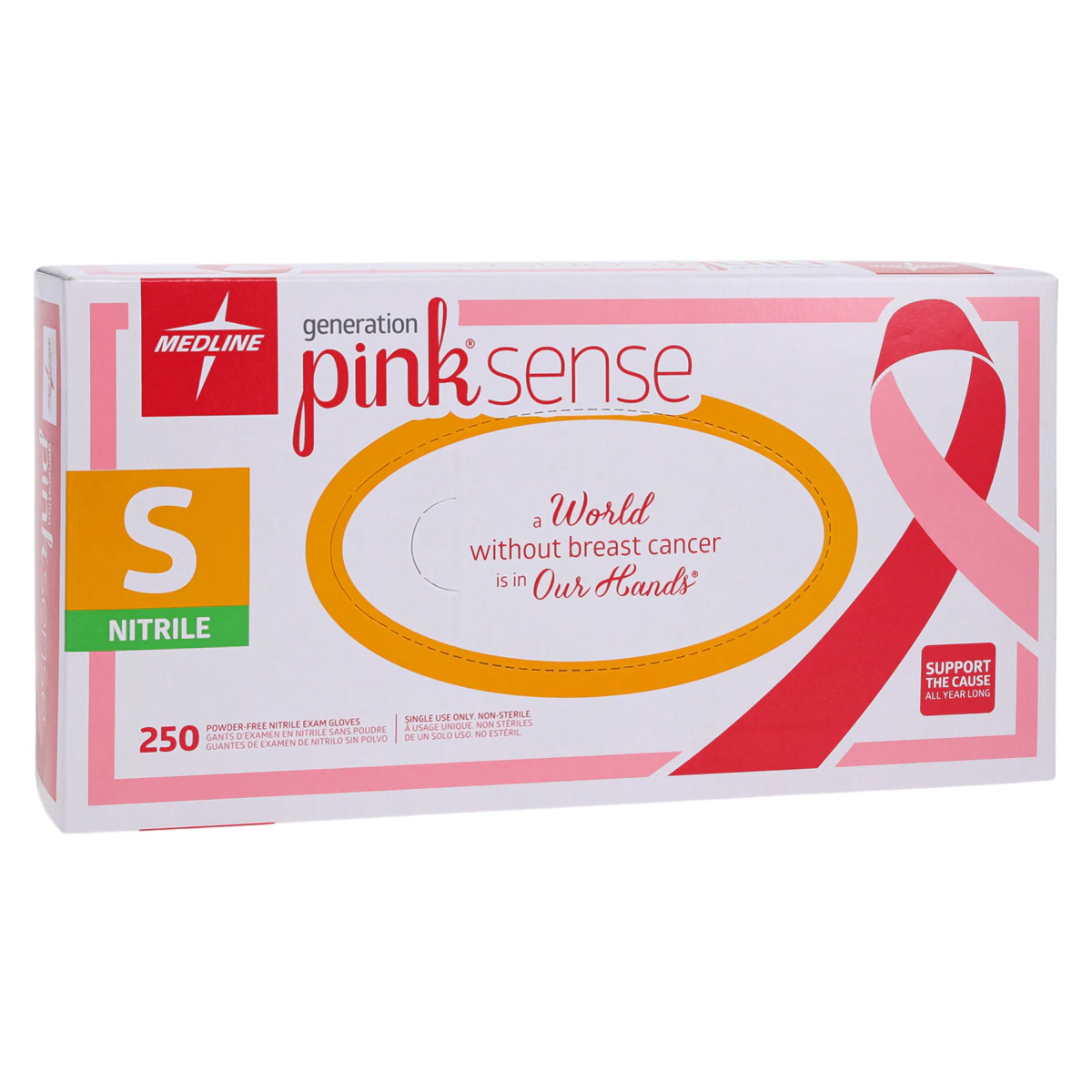 Generation Pink Sense Nitrile Exam Gloves, Small, Pink, Non-Sterile, 250/Box