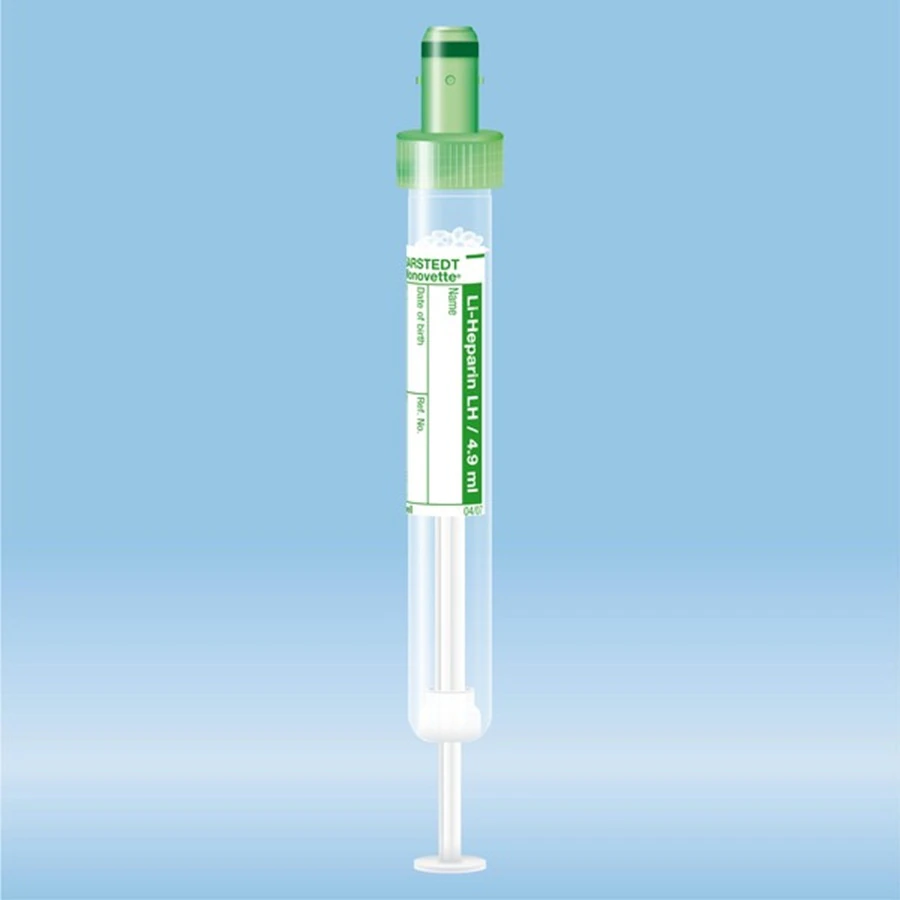Sarstedt S-Monovette Lithium Heparin Blood Collection Tube, Green Cap, 4.9 mL, Screw Cap, Sterile, 50/Box
