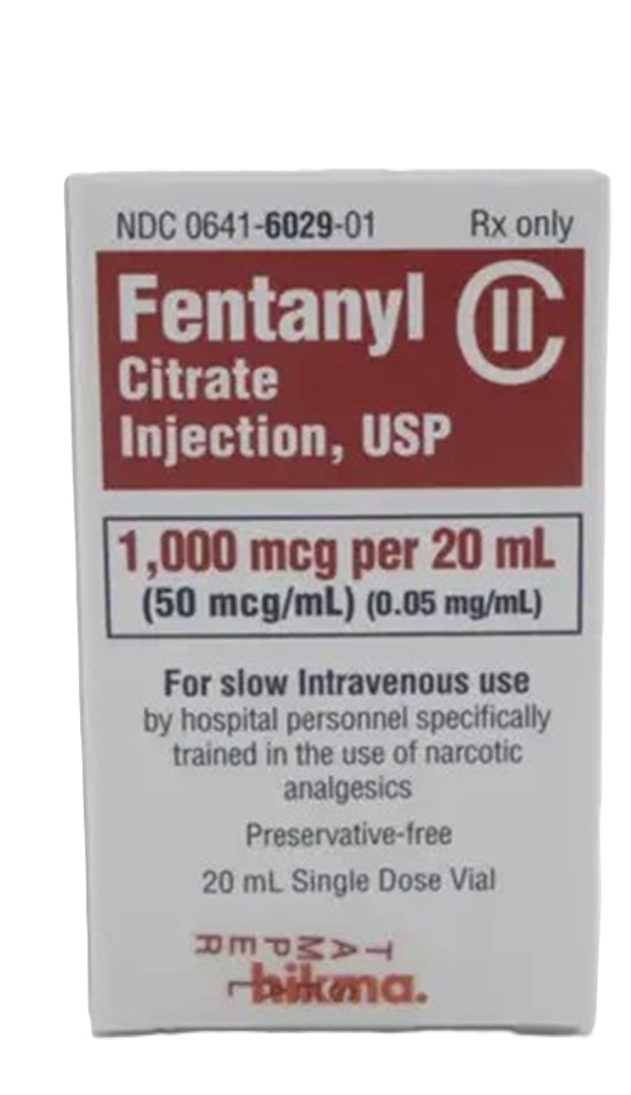 Fentanyl Citrate Injection SDV 50mcg/mL 20mL, Single Dose Vial