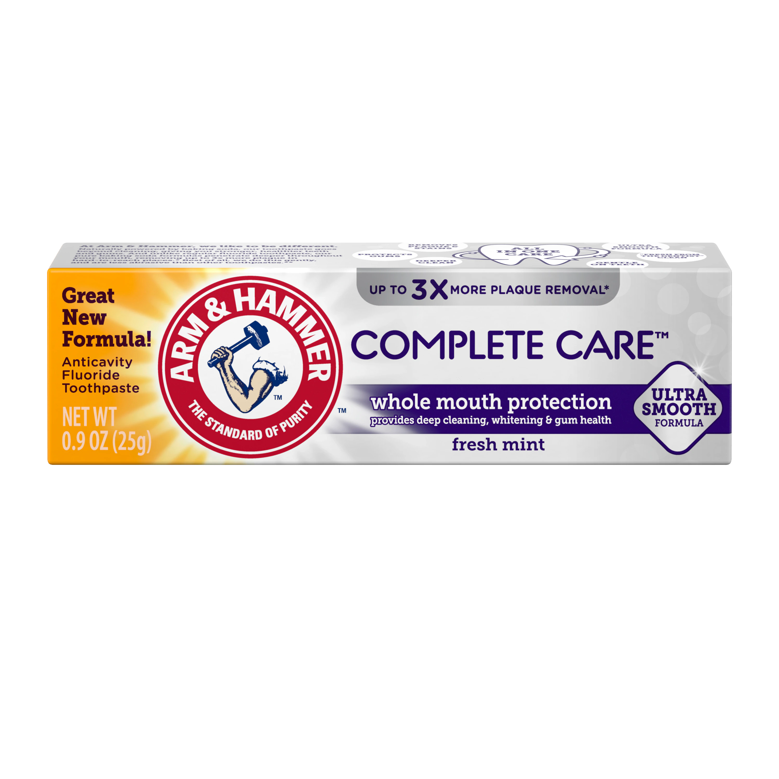 Arm & Hammer CompleteCare Whitening Toothpaste, Fresh Mint, 0.9 oz, 0.24% NaF, 72/Case