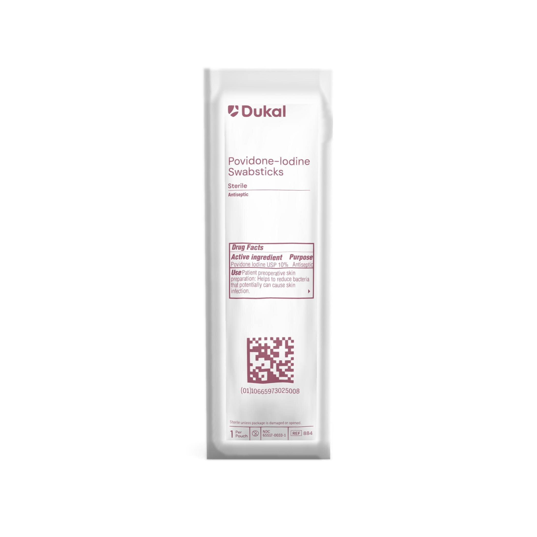 Dukal PVP-I Prep Swabstick, 10% Povidone-Iodine, 4" (Pack of 1)