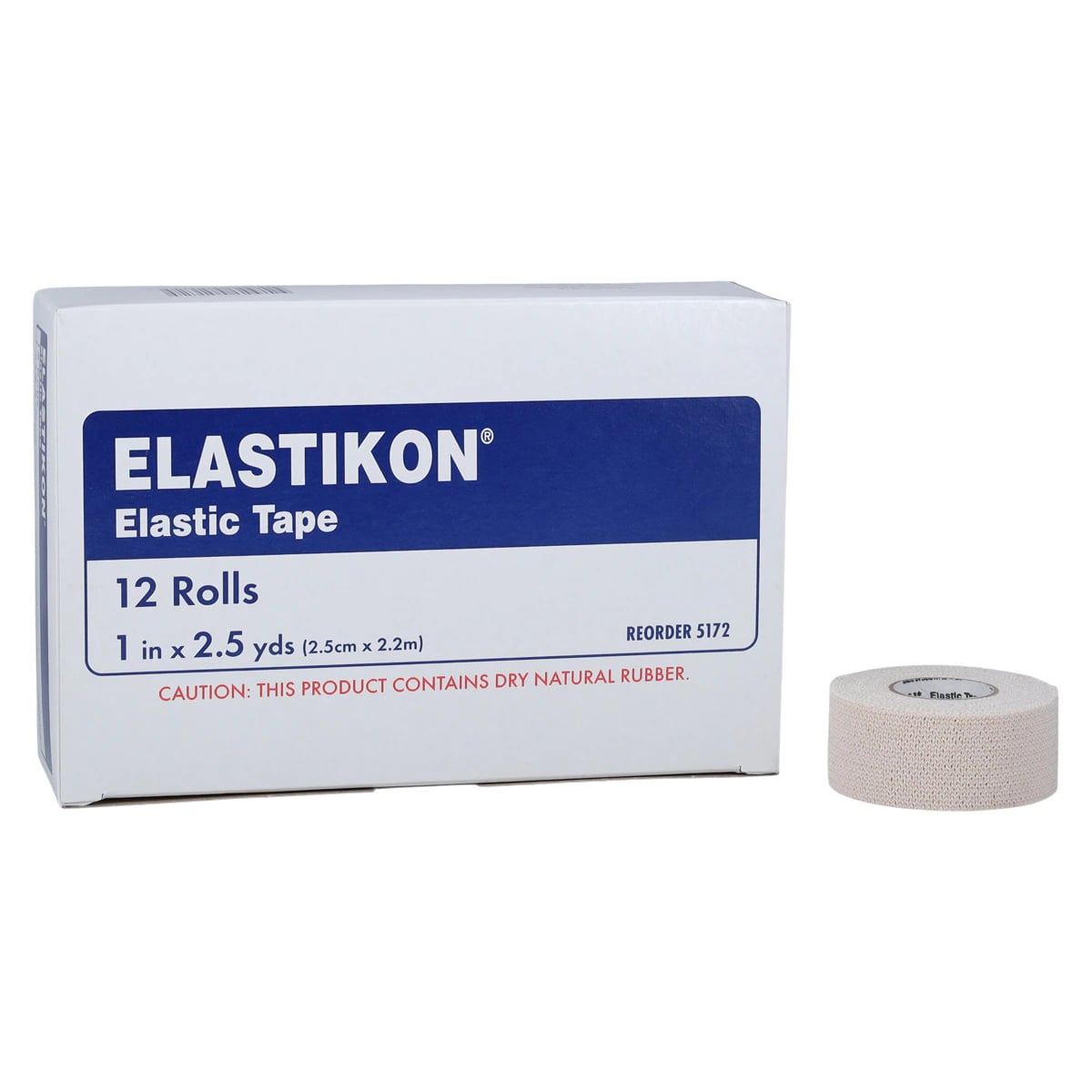 Elastikon Cotton Elastic Athletic Tape, 1" x 2.5 yd, Tan, Latex-Free, 12/Box