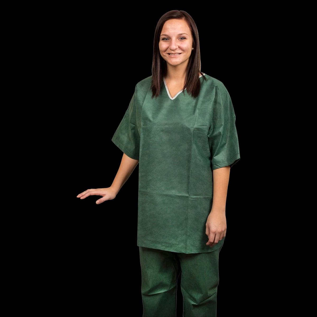 Graham Medical Disposable Non-Woven Fluid-Resistant Scrub Shirt, Slip-On, 3X-Large (54-56"), Dark Green, 30/Case