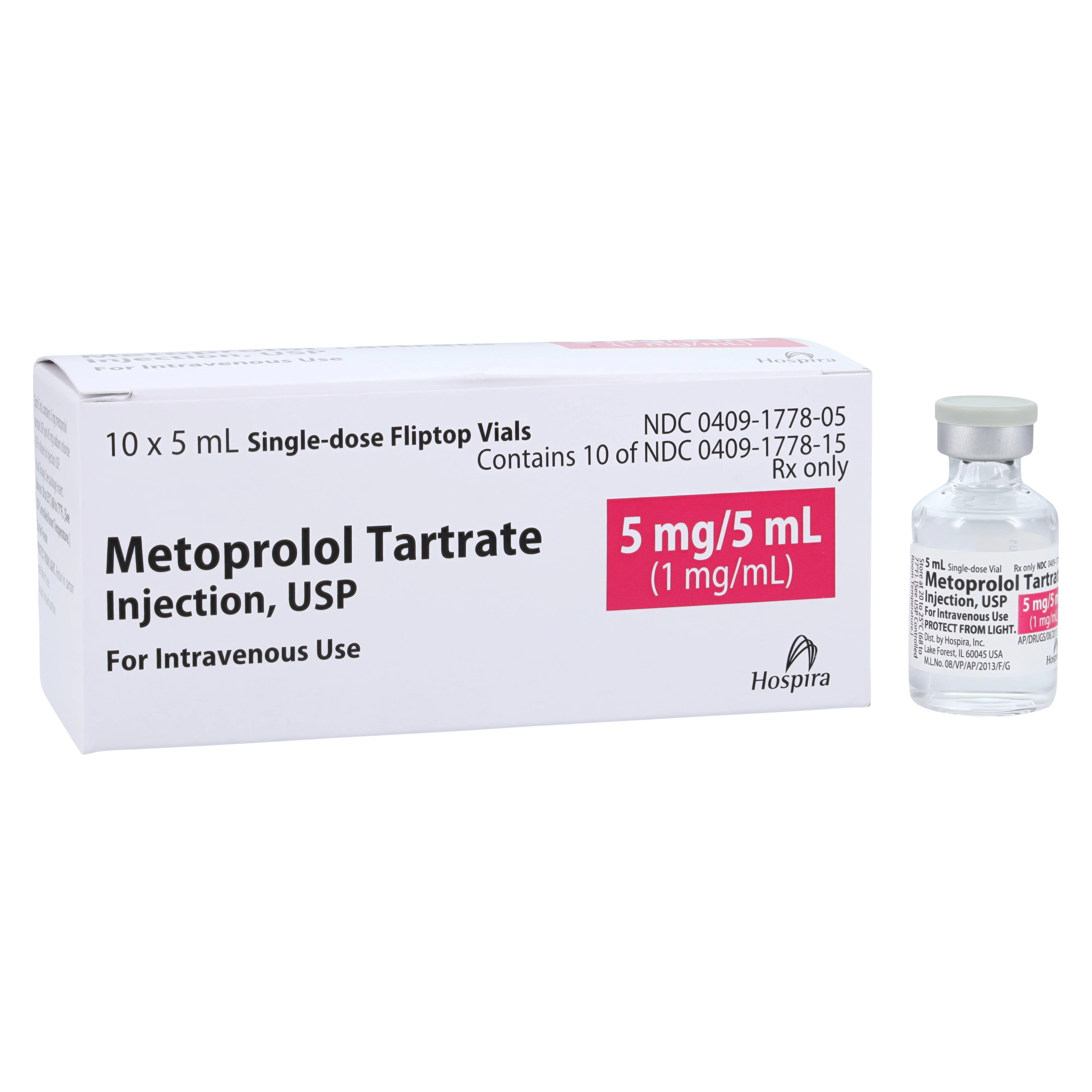 Metoprolol Tartrate Injection, 1mg/mL, SDV 5mL, 10/Package