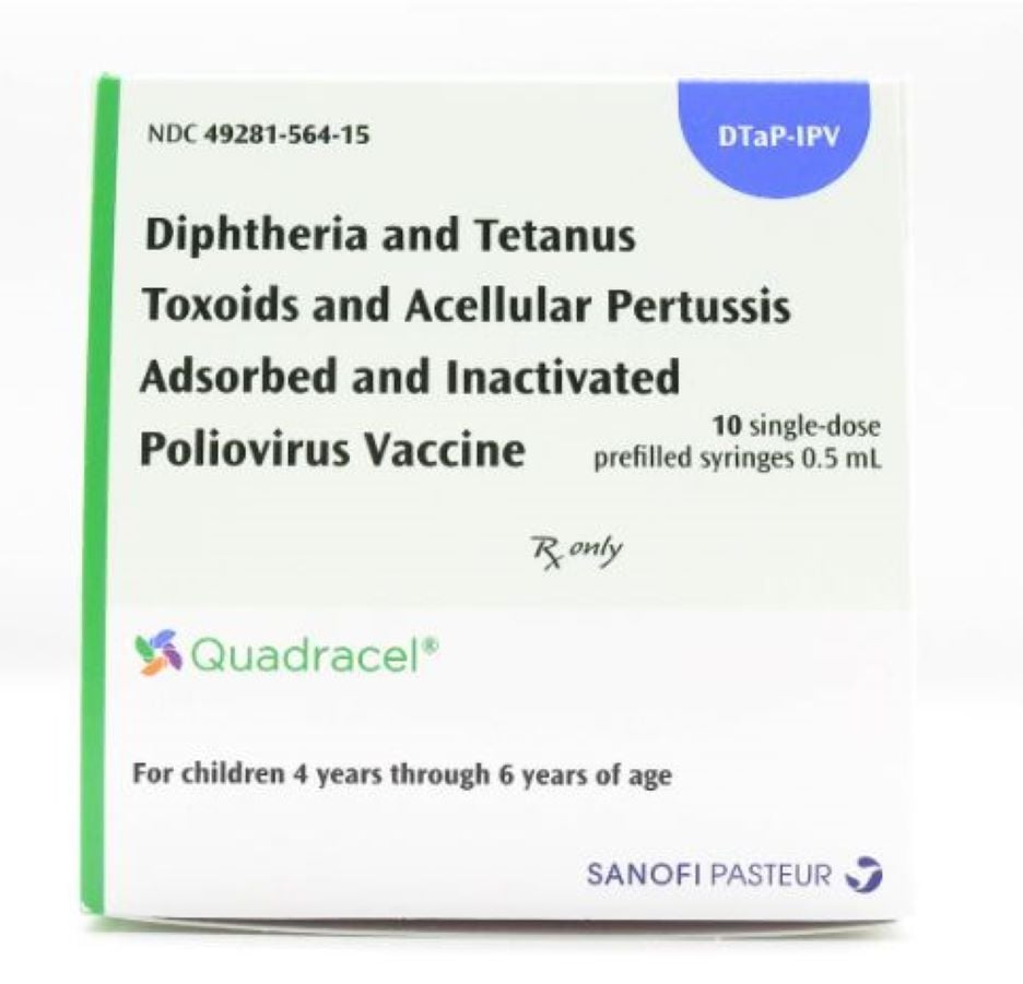 Quadracel DTaP/Polio Injectable, 0.5mL Prefilled Syringe, 10/Box