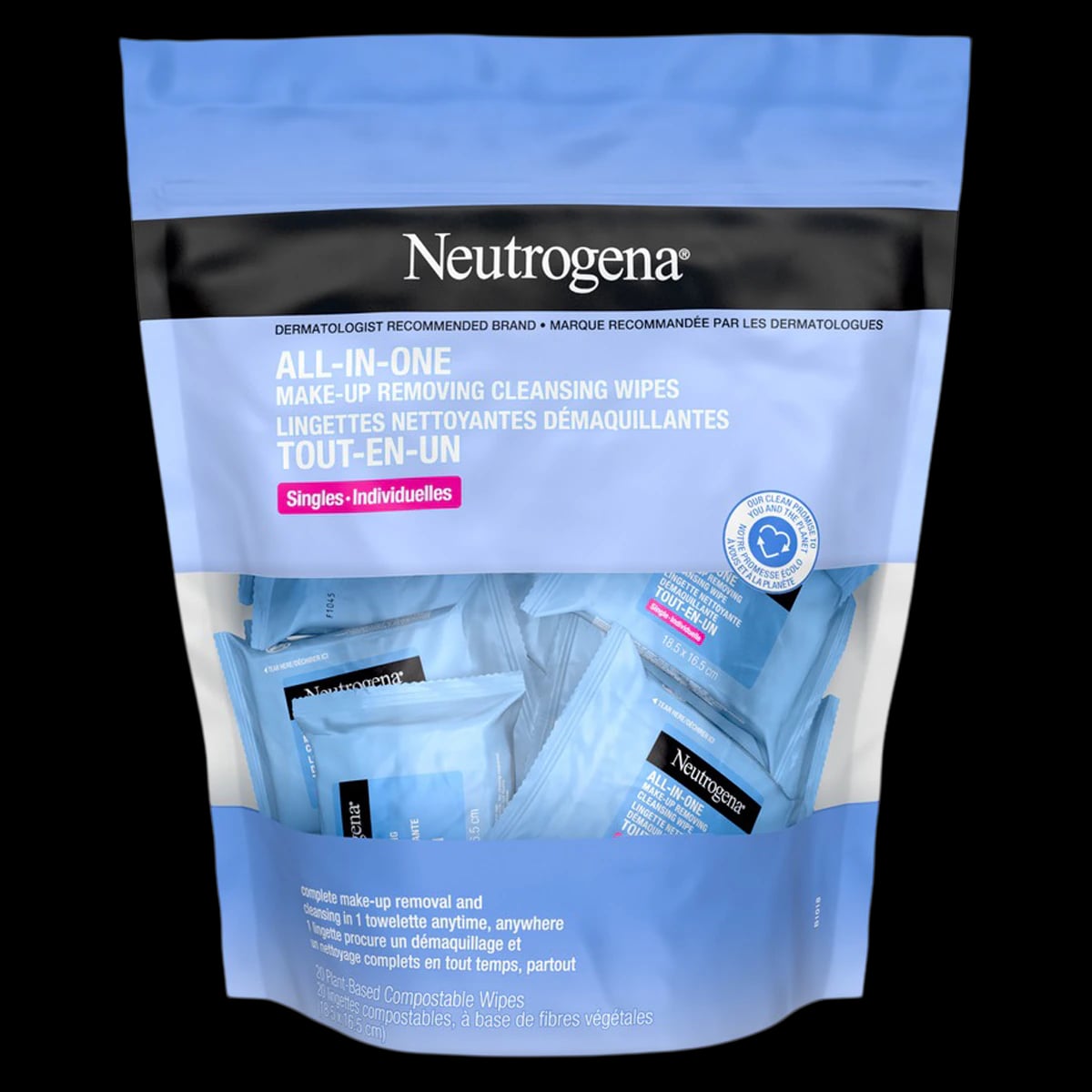 Neutrogena Cleansing Wipes, Fragrance Free, 20/Bag