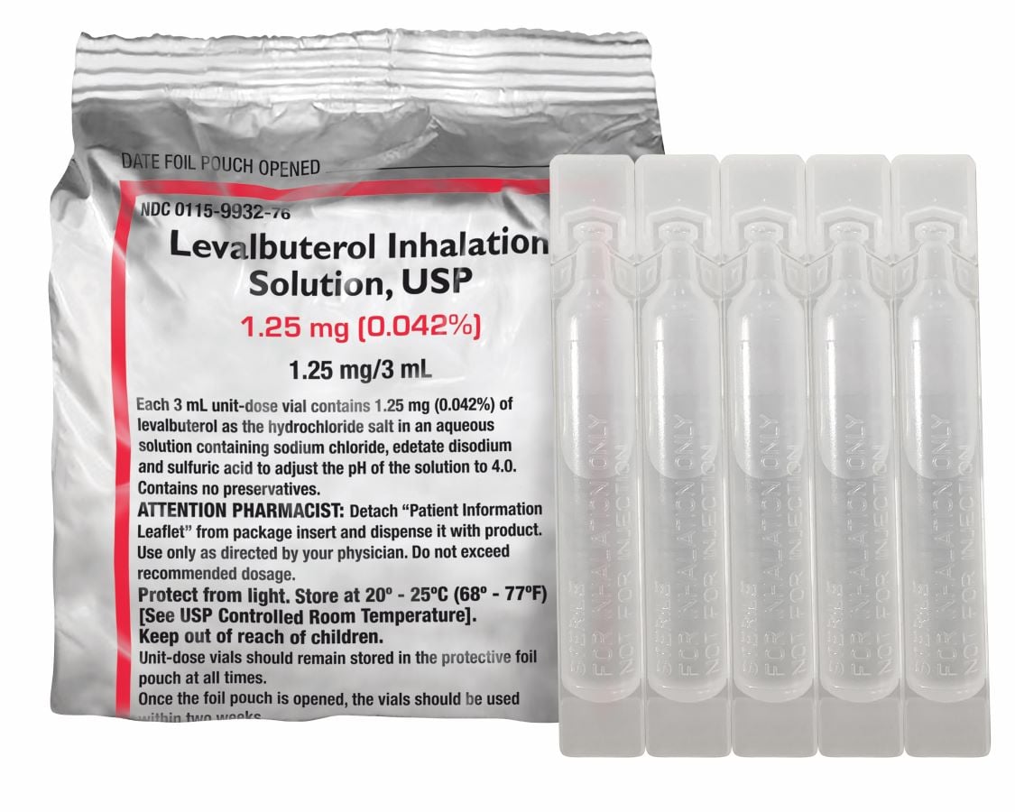 Levalbuterol Inhalation Solution 1.25mg/3mL Vial, 3mL, 25/Package, 01KT0J079M5727TF56M7YPTMGA