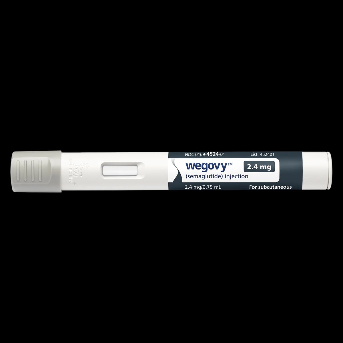 Wegovy (Semaglutide) Injection 2.4 mg Prefilled Pen, 0.75 mL, 4 Pens/Package