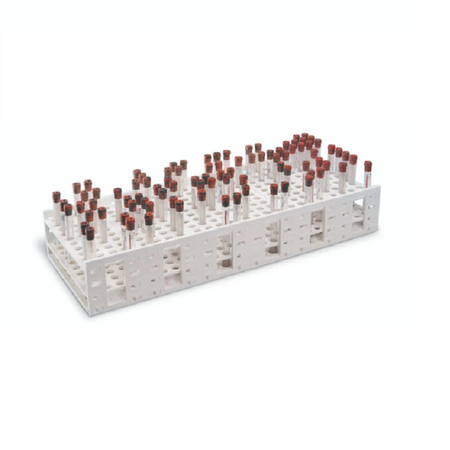 Heathrow Scientific Mega Rack Double Tube Rack, 13mm, White, 1/Each