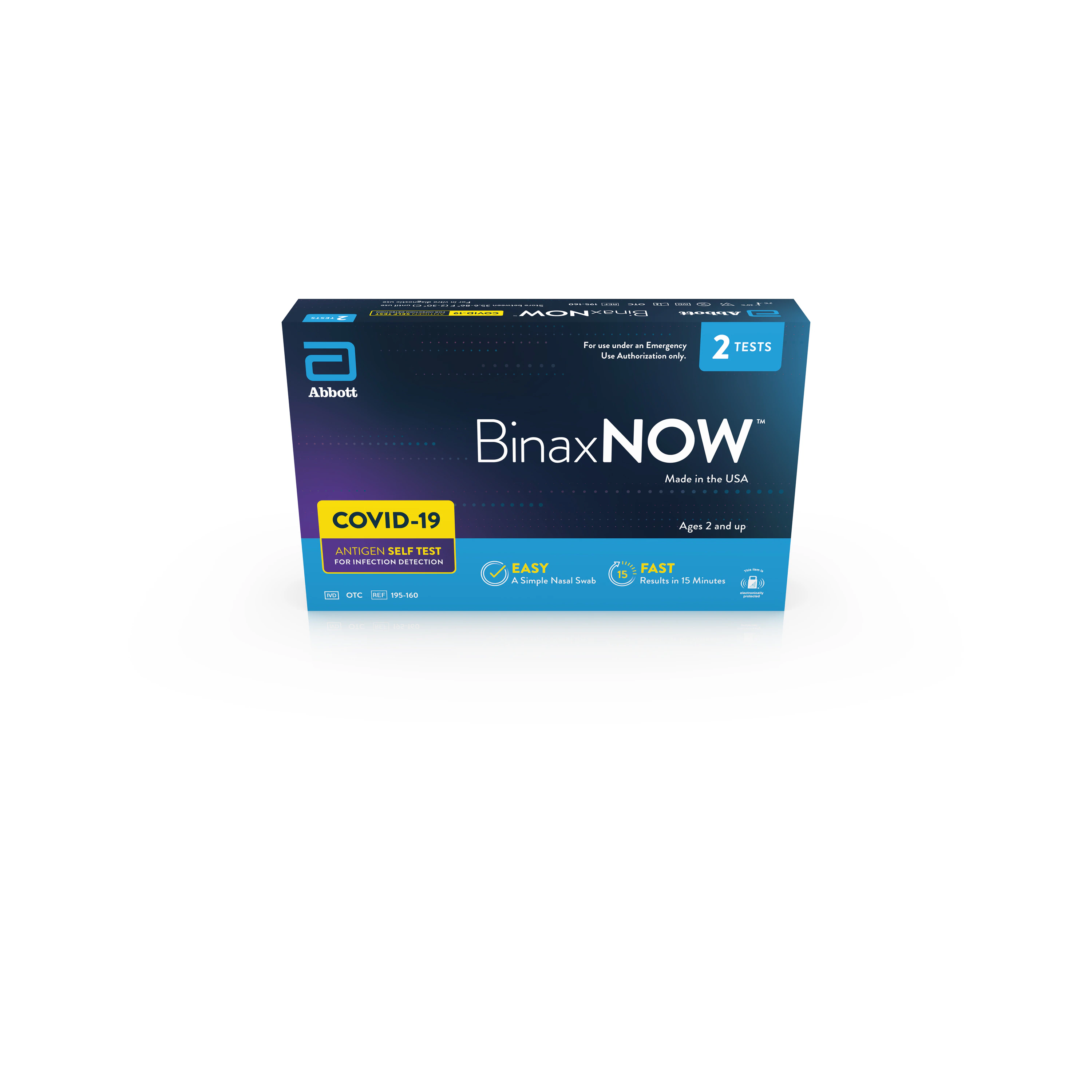 BinaxNOW COVID-19 Antigen Self Test (OTC), CLIA Exempt, 12 Tests/Case