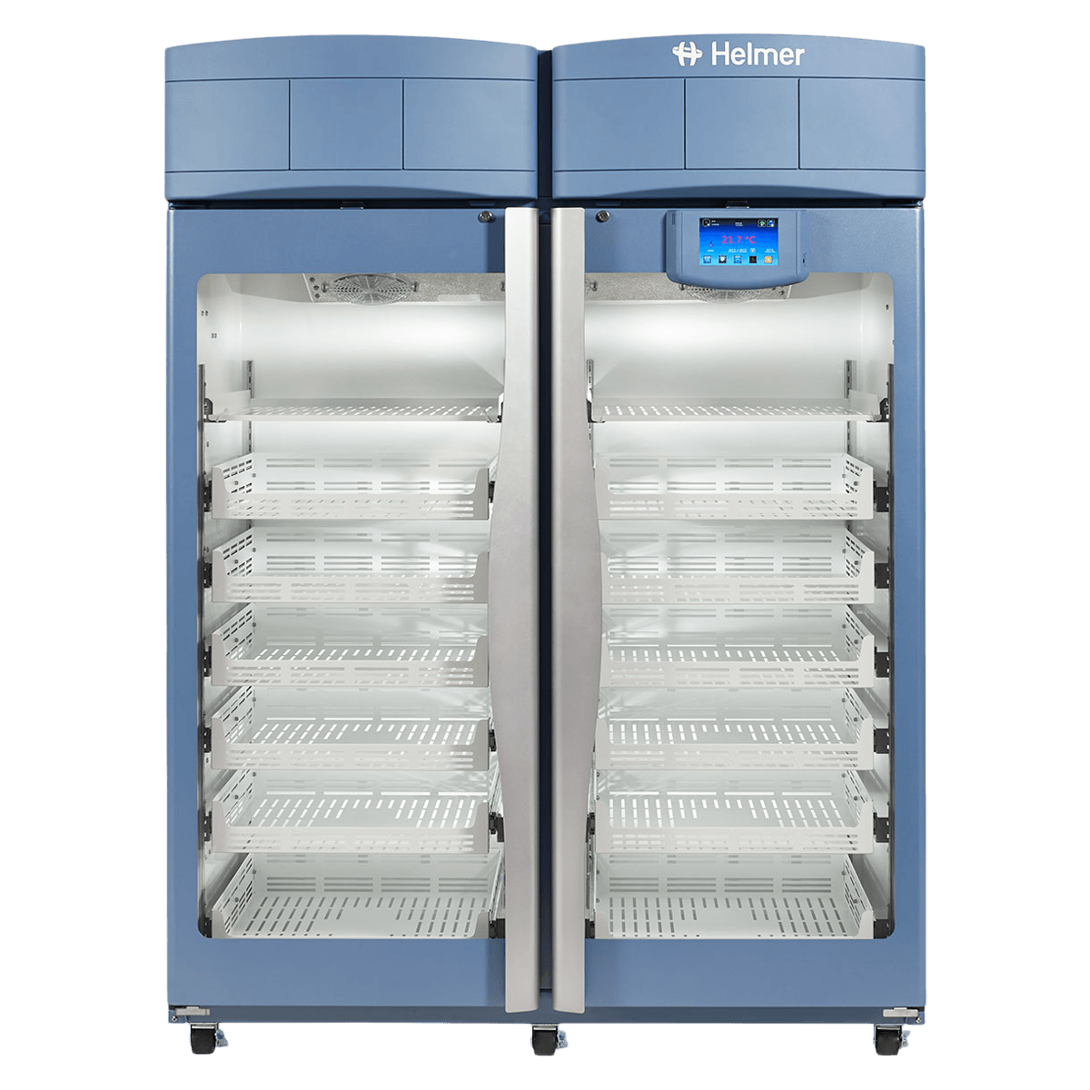 Helmer Scientific iPR245-GX Pharmacy Refrigerator, 44.9 cu ft, 2 Glass Doors, 12 Drawers, 2 to 10°C, Auto Defrost