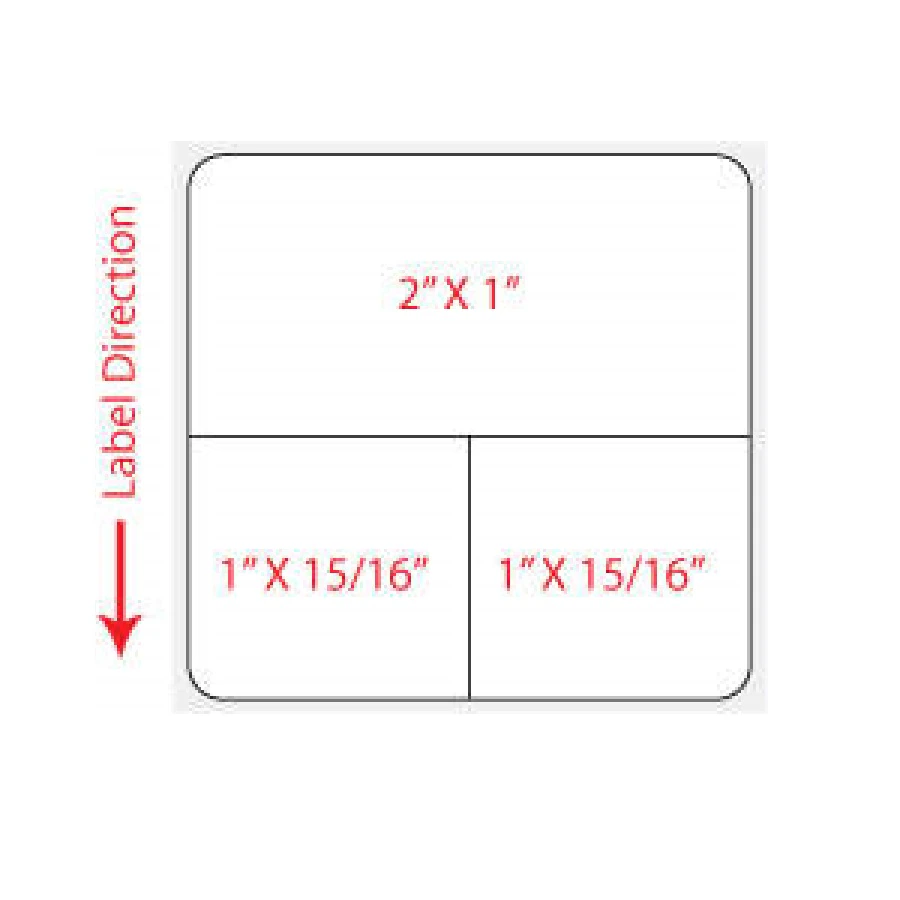 Precision Dynamics Direct Thermal Label, White, Cerner, 2" x 1.9375", 3" Core, 3000/Roll