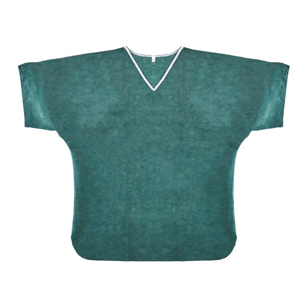 Top Scrub V-Neck Disposable Scrub Shirt, X-Small, Dark Green, Unisex, 30/Case