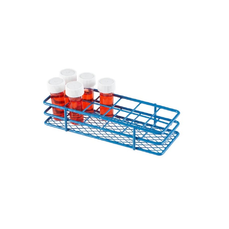 Heathrow Scientific Coated Wire Test Tube Rack, 25mm, 2x6 Array, 12 Wells, Blue, Autoclavable