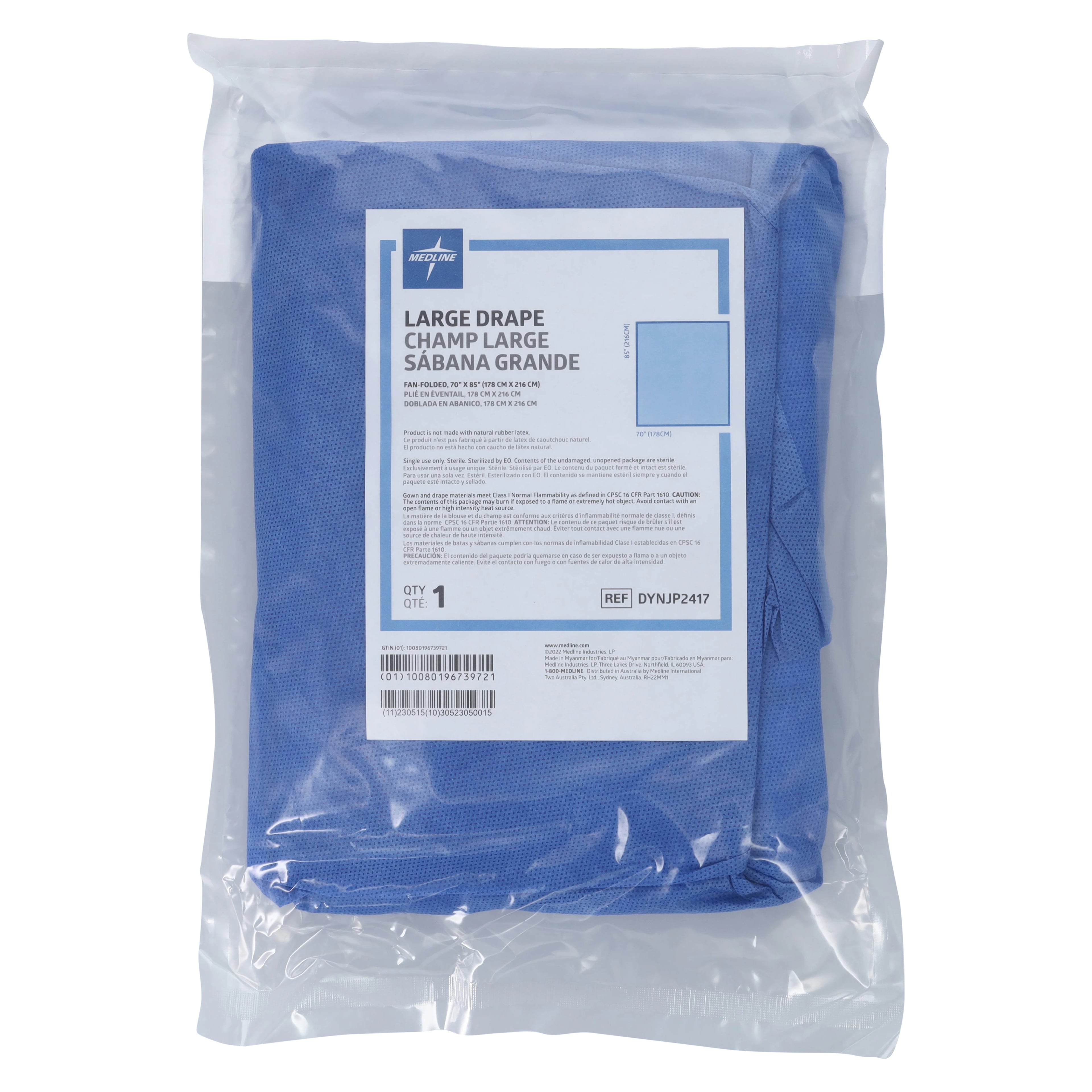 Medline Sterile Surgical Drape Sheet, Large, 70" x 85"