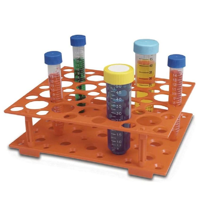 Heathrow Scientific SnapTogether Conical Tube Rack, 50-Well, Orange, 17.1 x 17 x 6.1 cm