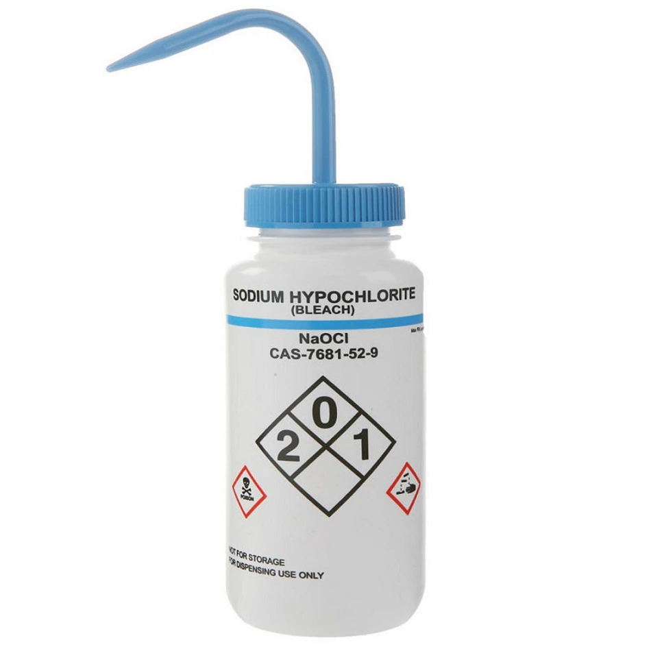 Heathrow Scientific Wide Mouth Wash Bottle, White/Blue, 500mL, 6/Pack