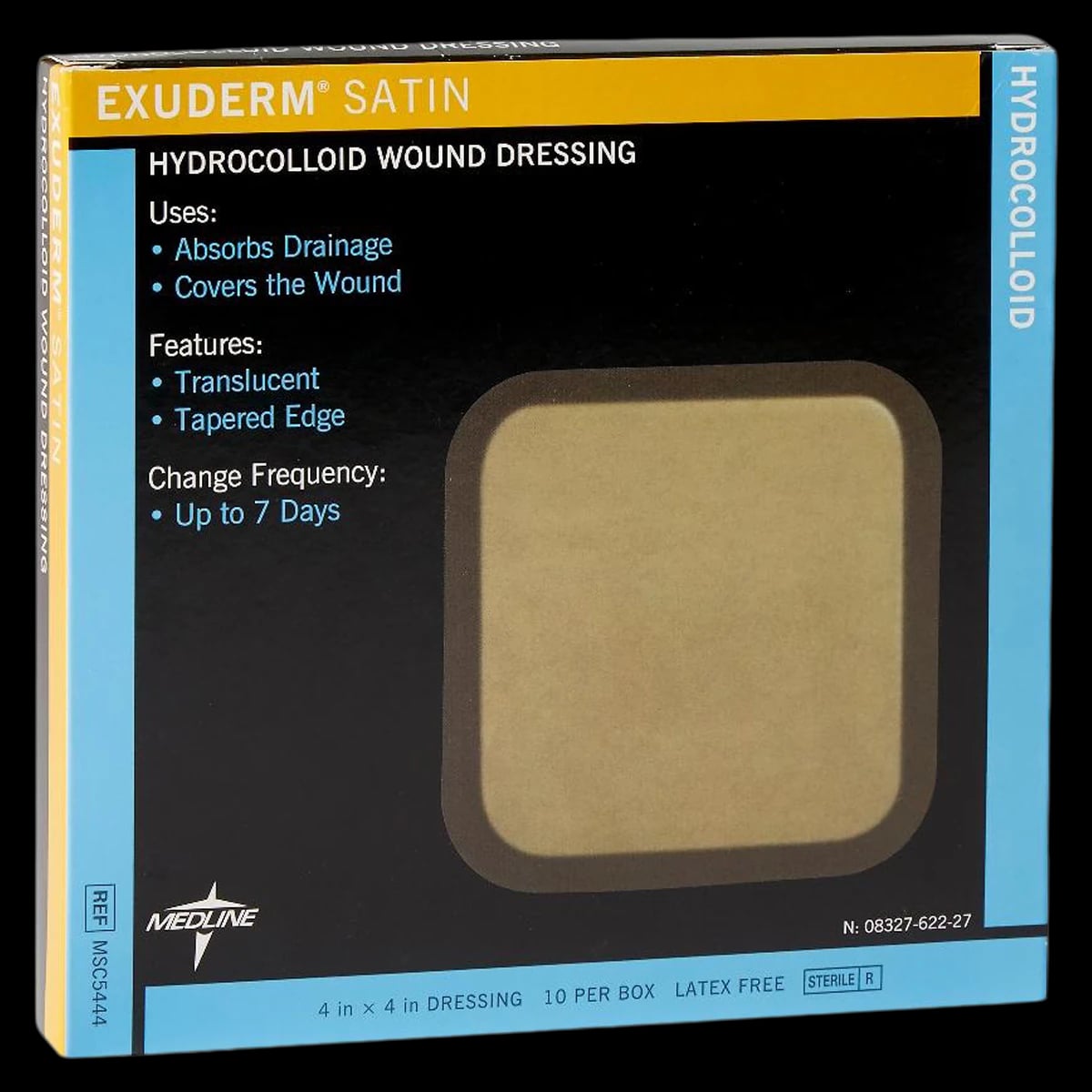 Exuderm Satin Hydrocolloid Wound Dressing, 4x4" Square, Adhesive, Translucent, Latex-Free