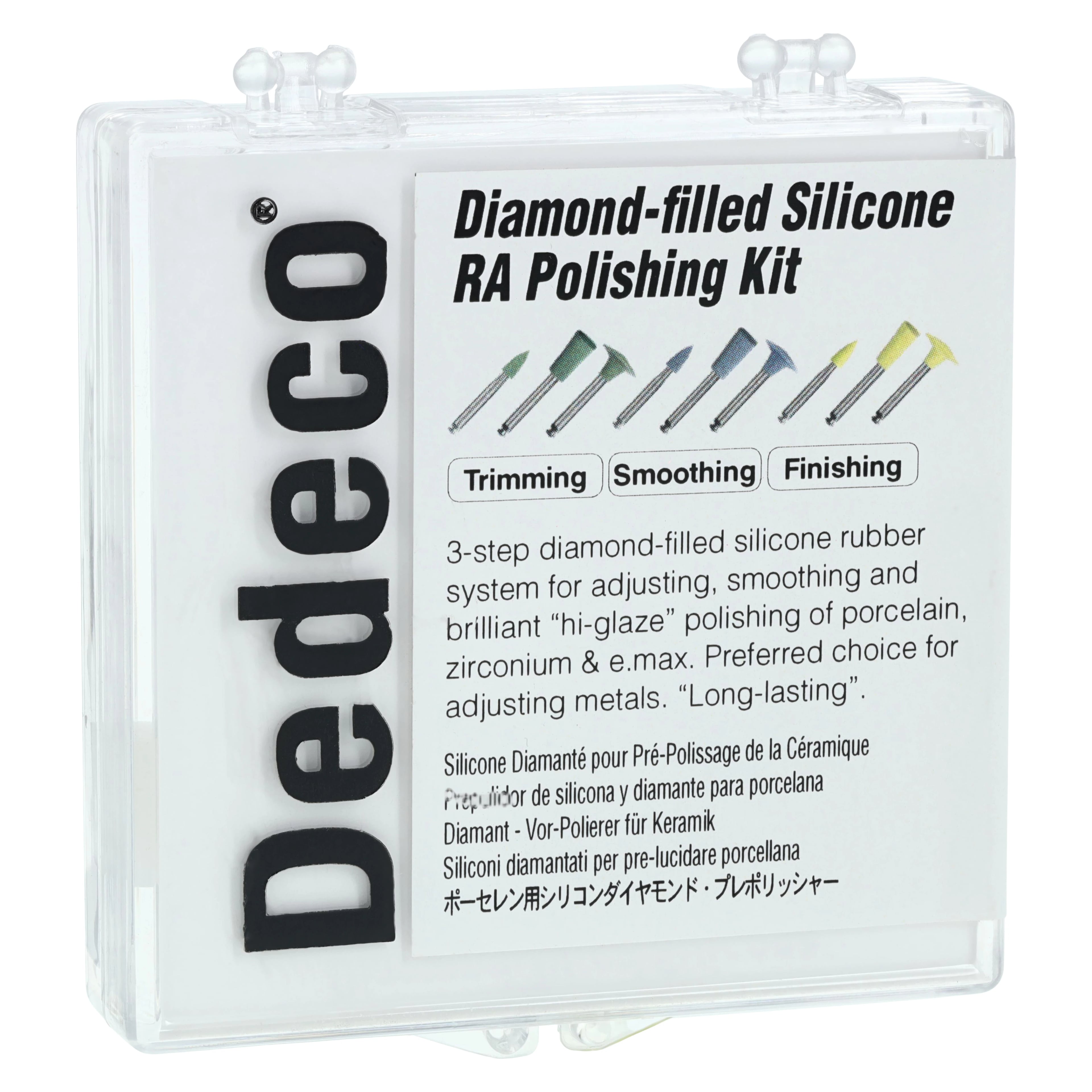 Dedeco Hi-Glaze Diamond RA Porcelain Kit of 9, Finishing & Polishing Set with 3 Grits (Coarse/Medium/Fine)