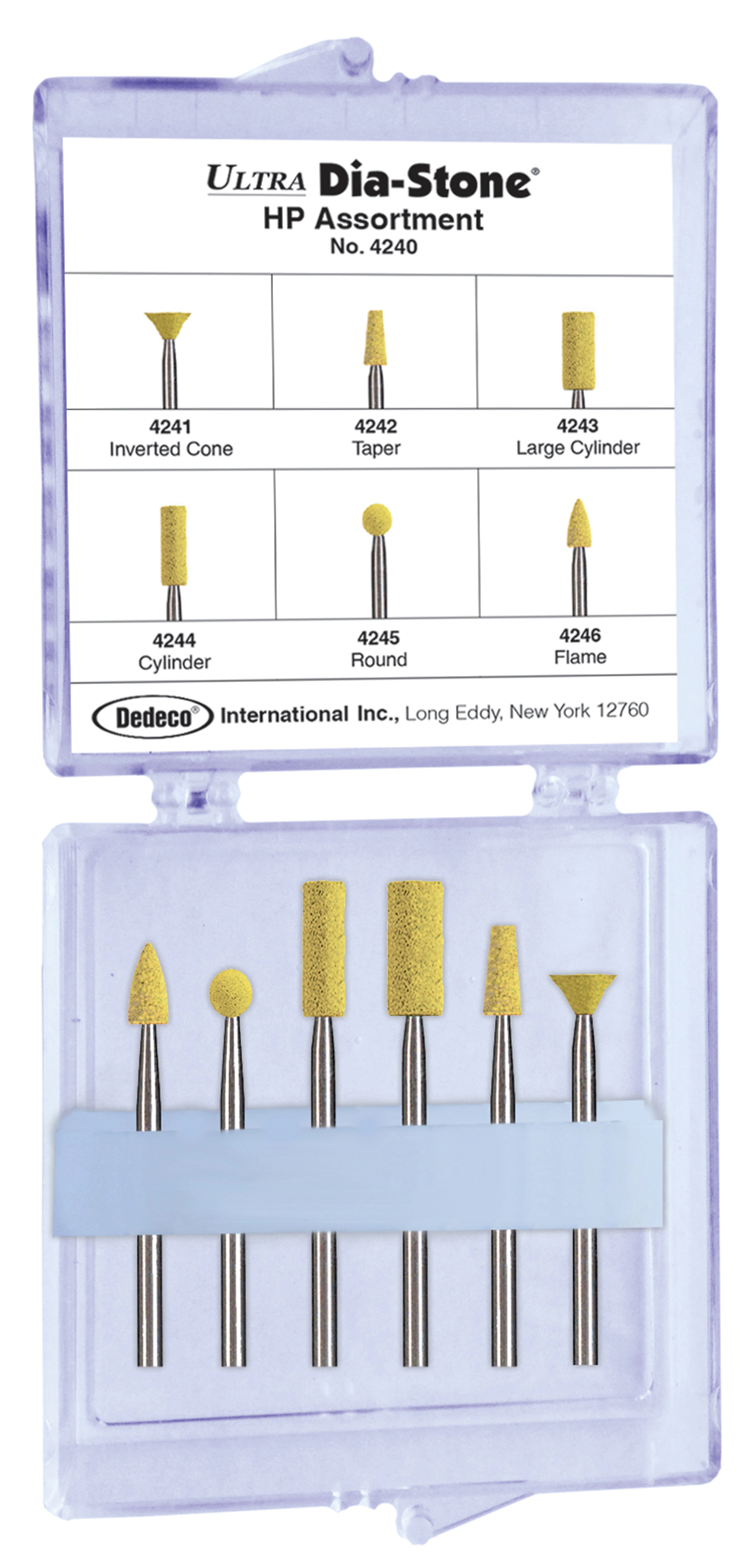 Dedeco Ultra Dia-Stone HP Assortment Kit of 6, Yellow Coarse, 3/32" Shank, Diamond Polishing Stones