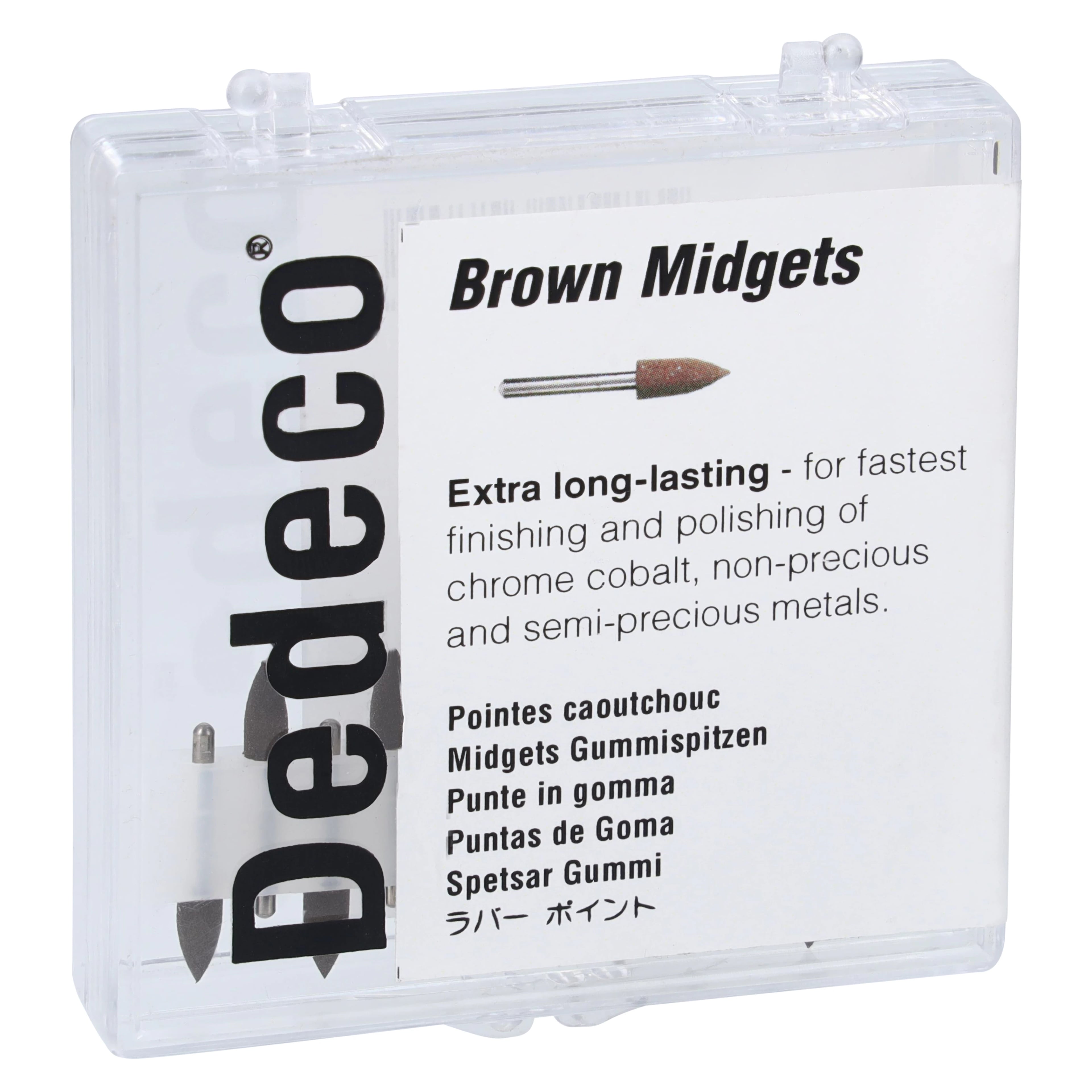 Dedeco Classic Midget Rubber Polisher, Mini, Brown, FG (Friction Grip), 12/Box, #4880
