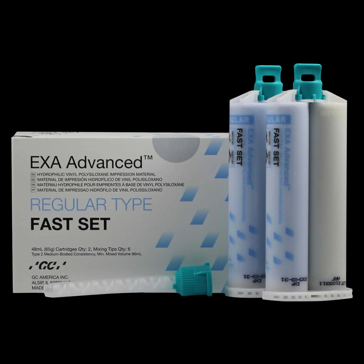 GC America EXA Advanced VPS Regular Fast-Set Impression Material, 48 mL Cartridges, 2/Pk, 137111