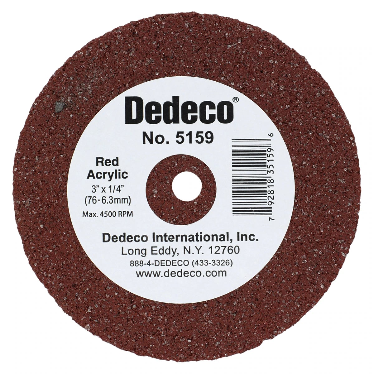 Dedeco Red Acrylic Lathe Wheel, 3" x 1/4", 1/Pkg, #5159