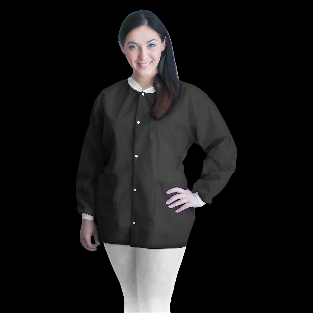Dukal FitMe Disposable Lab Jacket, Black, Medium, 10/Pack, UGJ-6500-M
