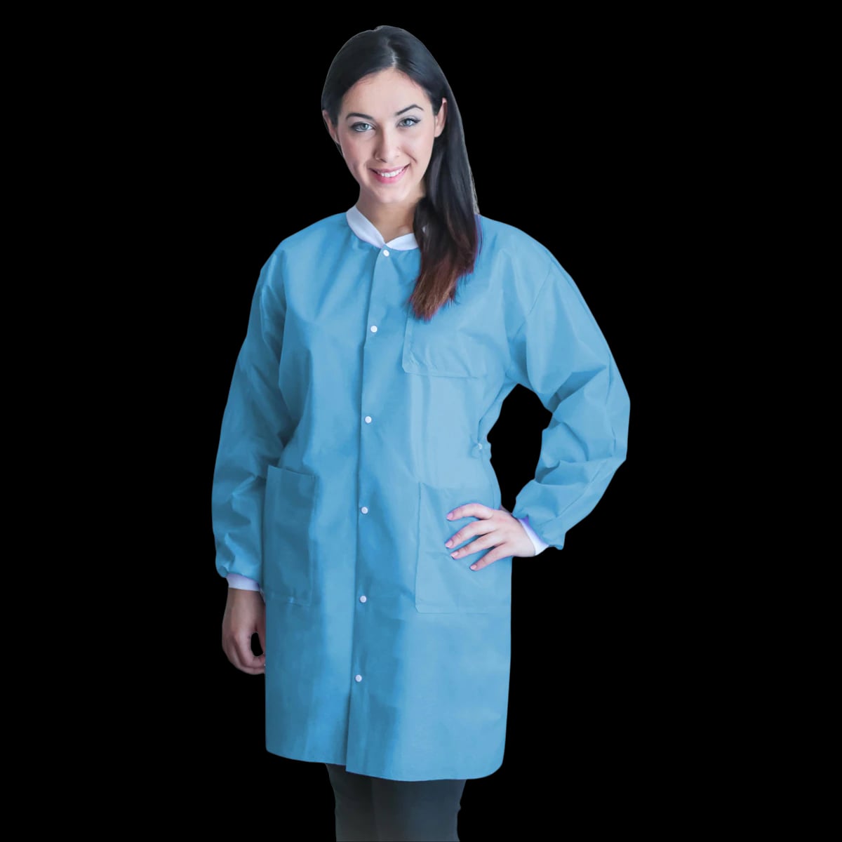 Dukal FitMe Lab Coat, Sky Blue, Small, 10/Pack, UGC-6601-S